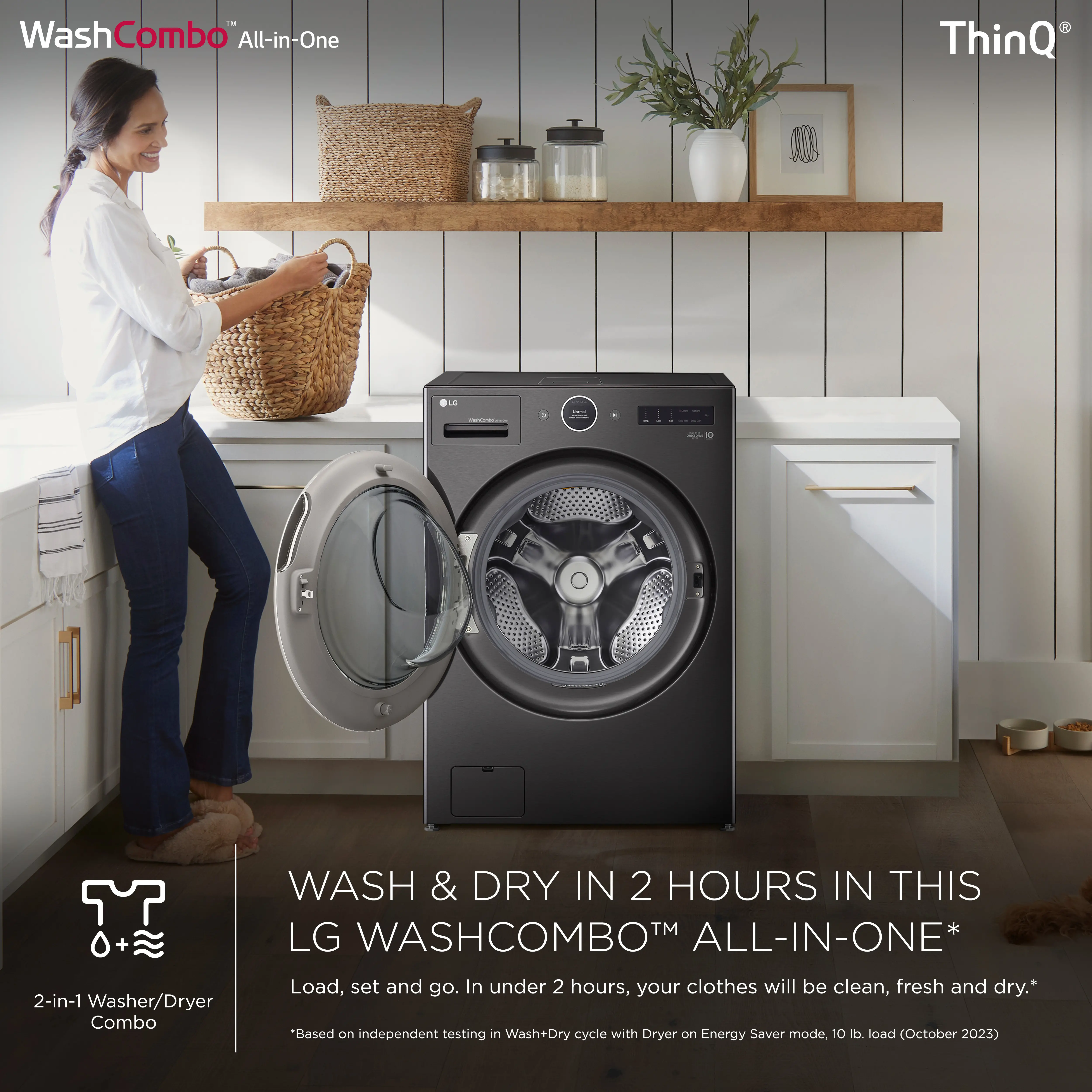 WM6998HBA LG 5.0 Cu Ft WashCombo™ All-in-One Washer-Dryer Combo - Black Steel-6