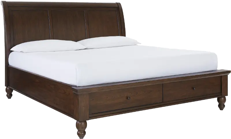Cambridge Brown Cherry California King Storage Bed