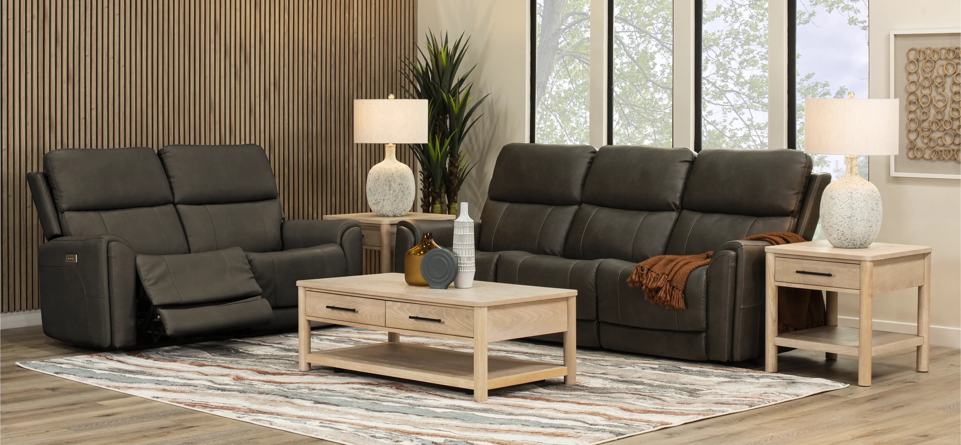 Damon Smoke Gray Power Reclining Loveseat with Power Lumbar and Headrest-3