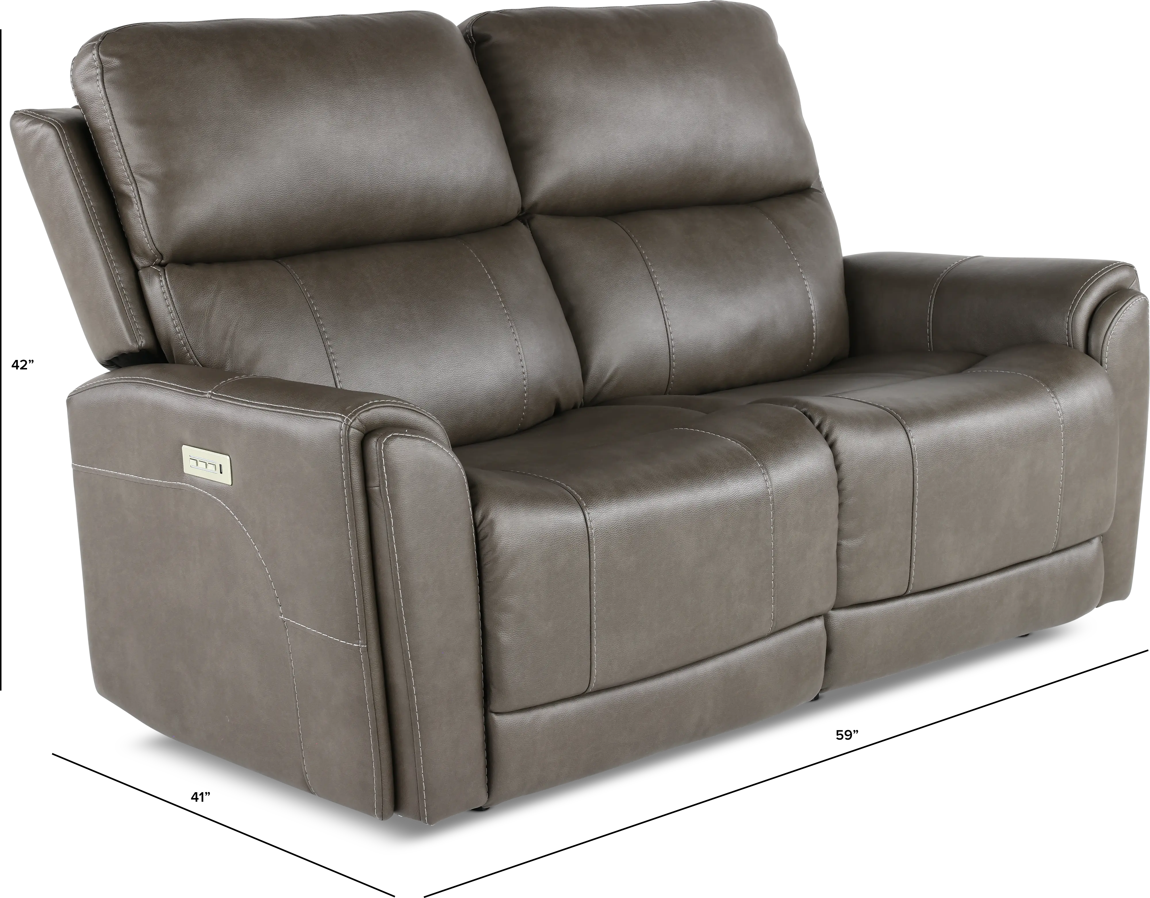 Damon Smoke Gray Power Reclining Loveseat with Power Lumbar and Headrest-2