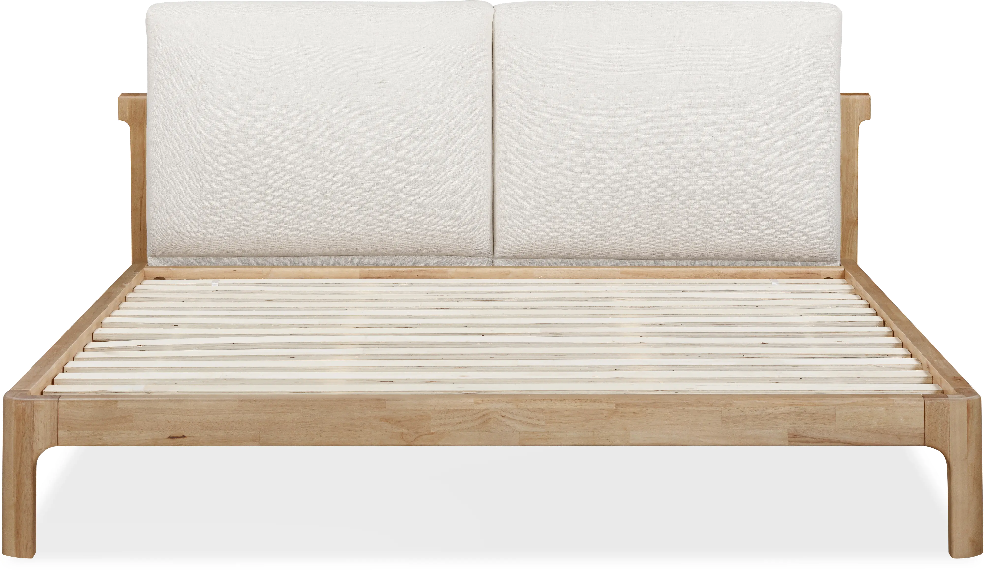 Furano Linen White and Natural Queen Platform Bed-13