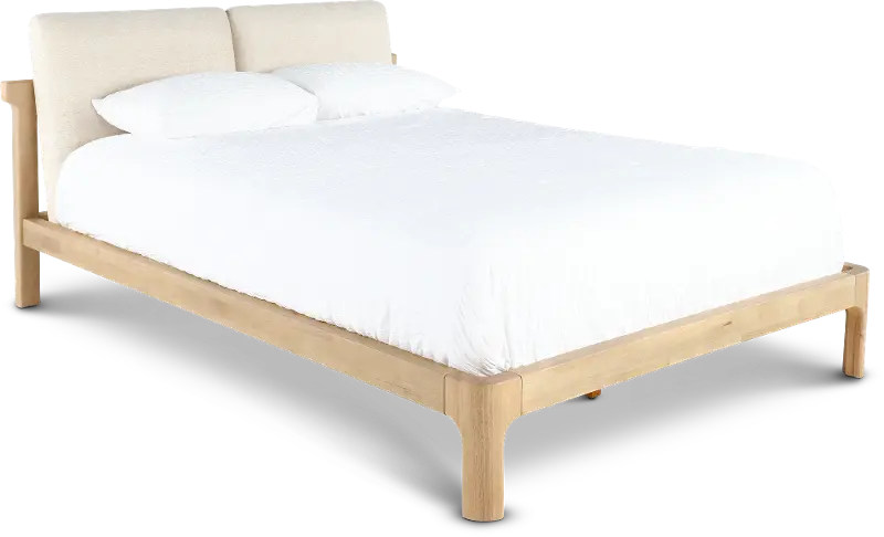 Furano Linen White and Natural Queen Platform Bed