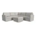 Flex Taupe 5-Seat Modular Sectional with Storage Ottoman