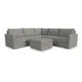 Flex Gray 5-Seat Modular Sectional with Storage Ottoman