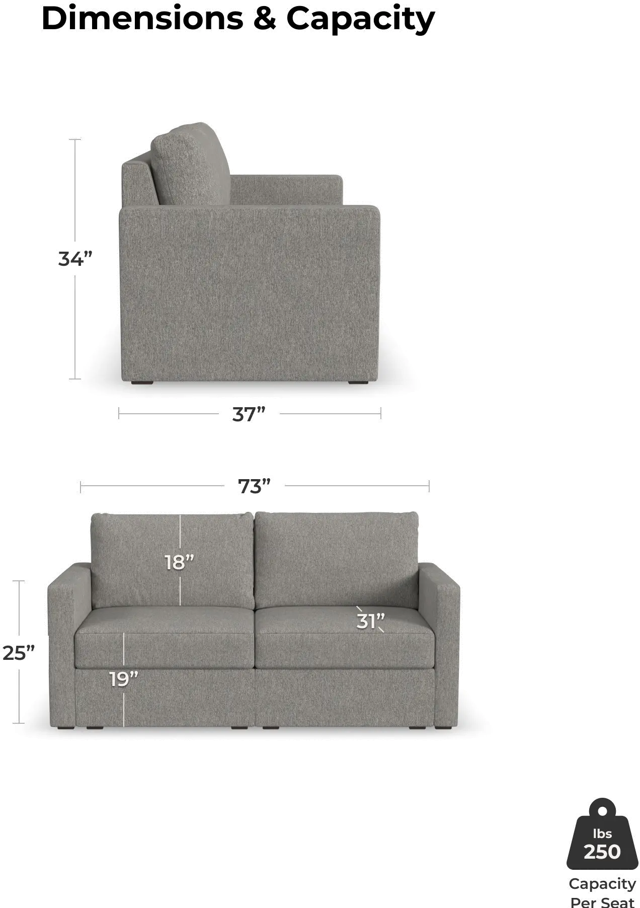 Flex Gray Modular Loveseat-6