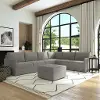 Flex Gray 6-Seat Modular Sectional with Narrow Arm and Storage Ottoman