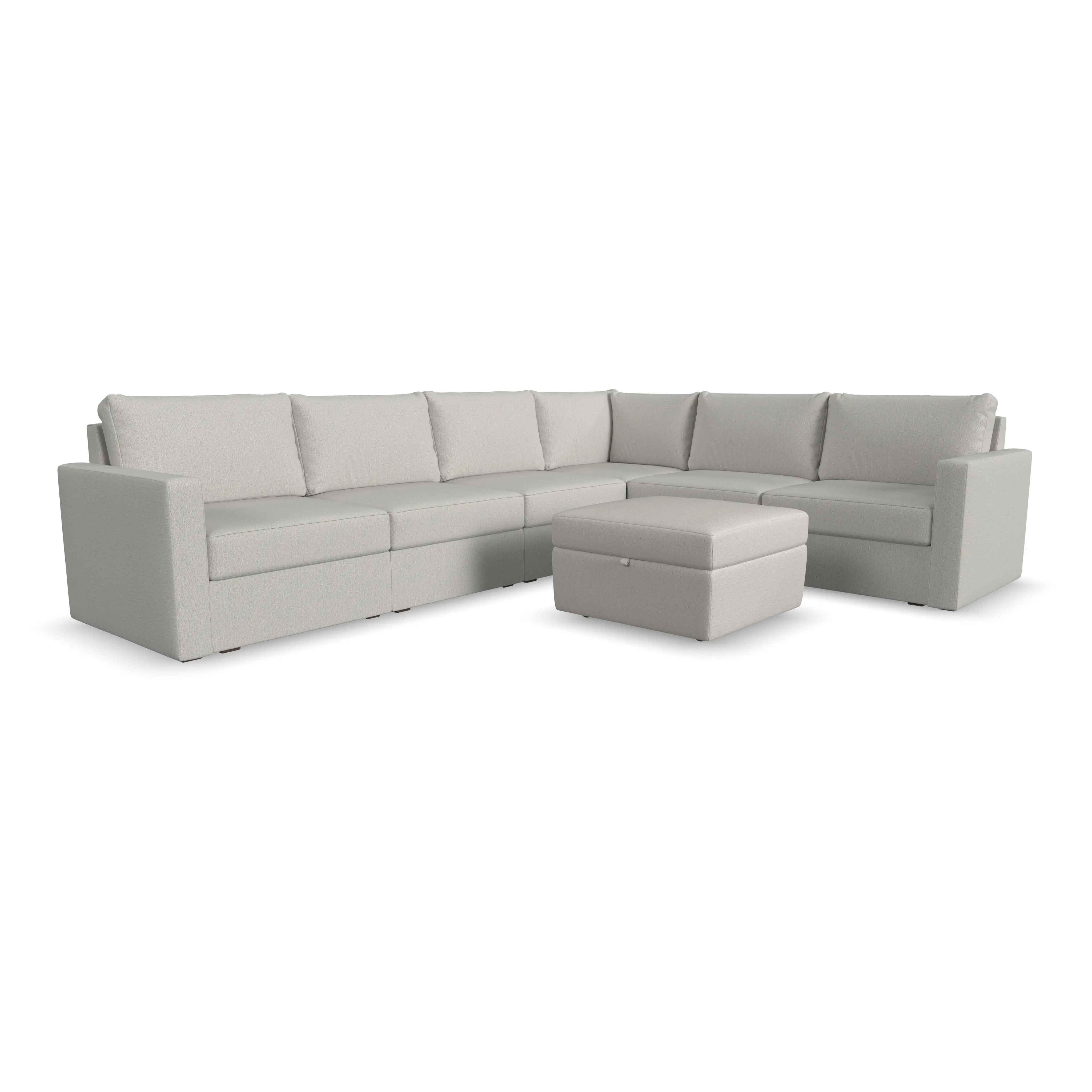 Flex Taupe 6-Seat Modular Sectional and Storage Ottoman-1
