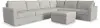 Flex Taupe 6-Seat Modular Sectional and Storage Ottoman