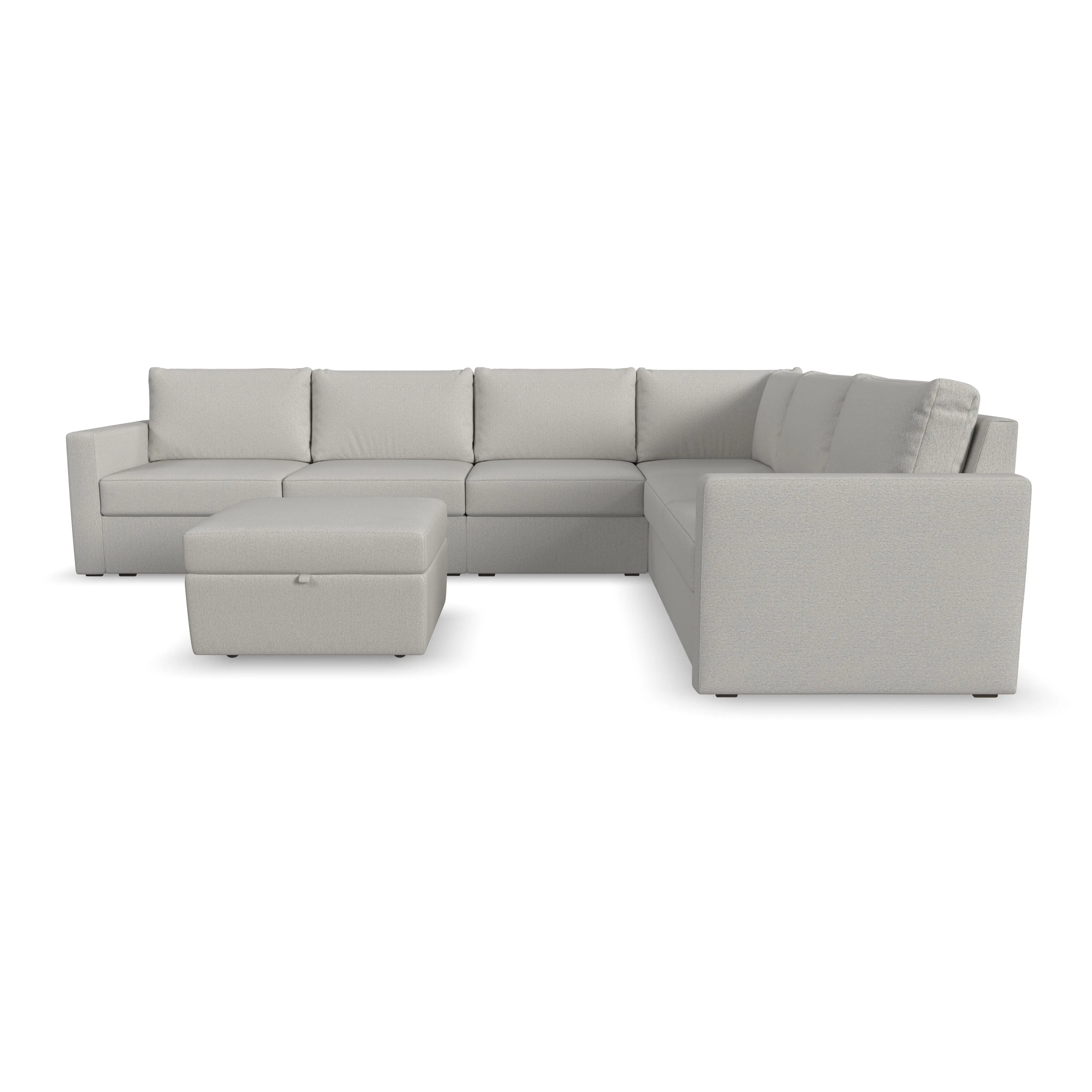 Flex Taupe 6-Seat Modular Sectional and Storage Ottoman-5