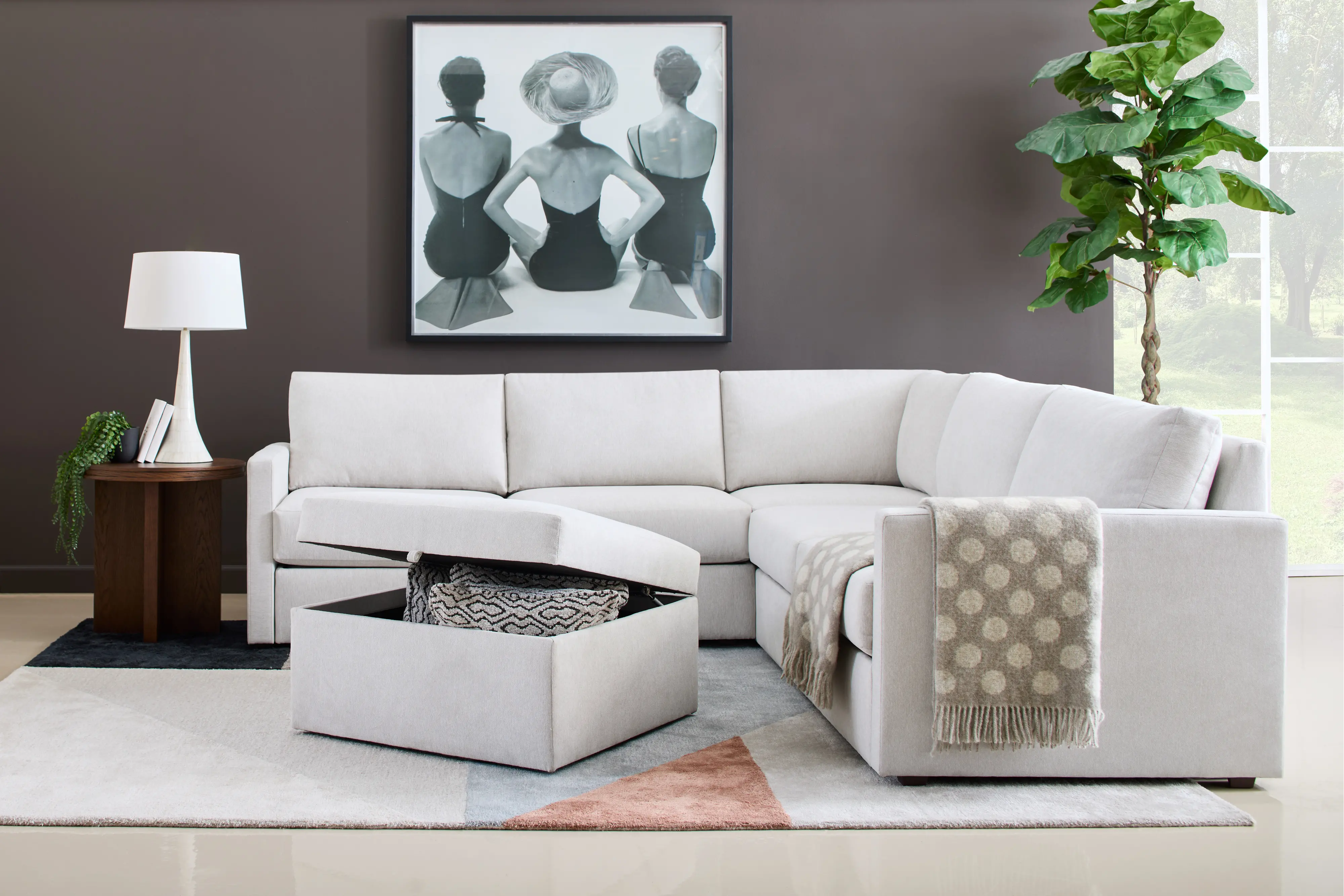 Flex Taupe 5-Seat Modular Sectional and Storage Ottoman-3
