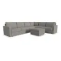 Flex Gray 6-Seat Modular Sectional with Storage Ottoman