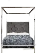 EN/CANOPY-5/0 Encore Platinum Silver and Gray Queen Canopy Bed