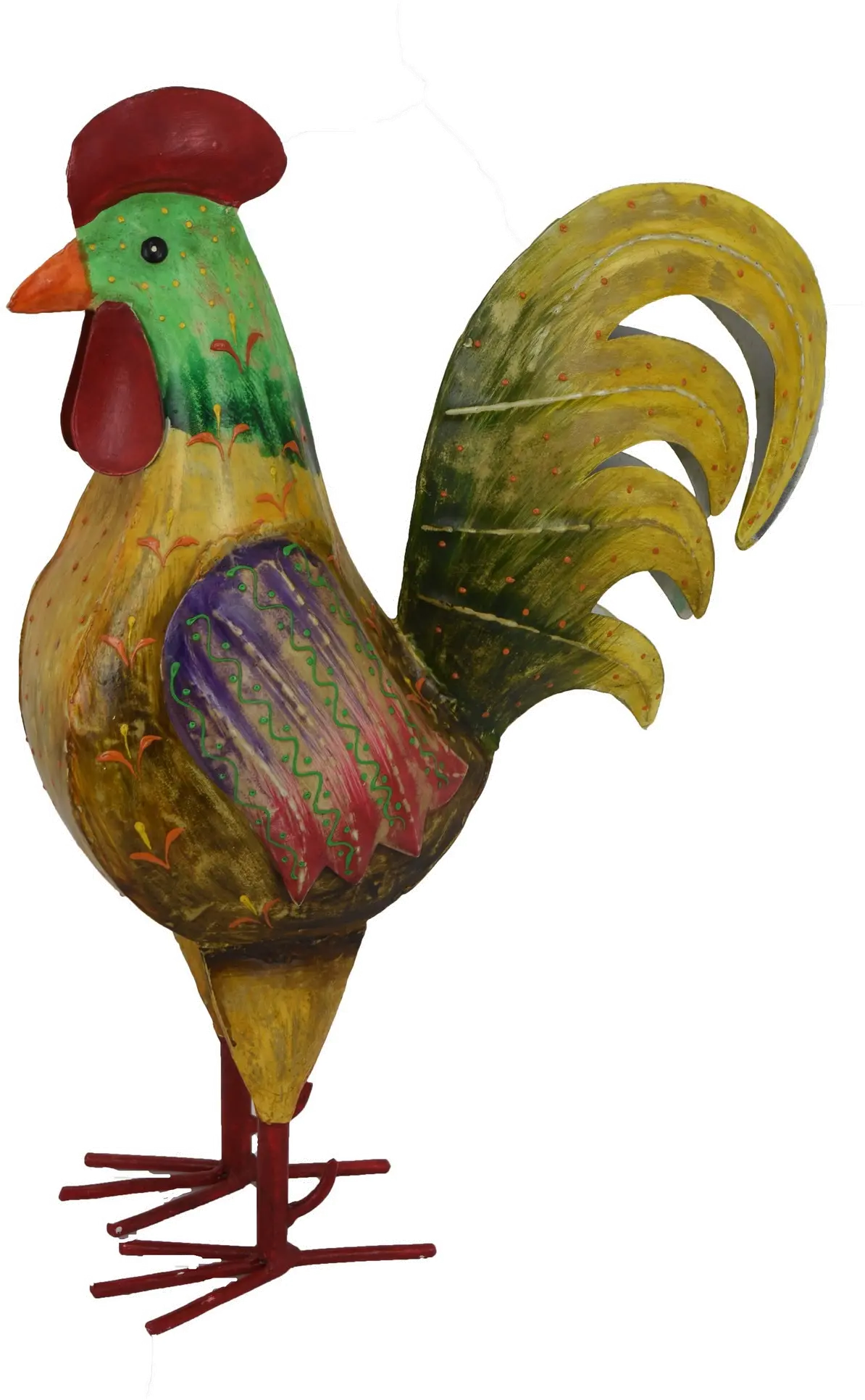 19.25 Inch Painted Metal Rooster-1