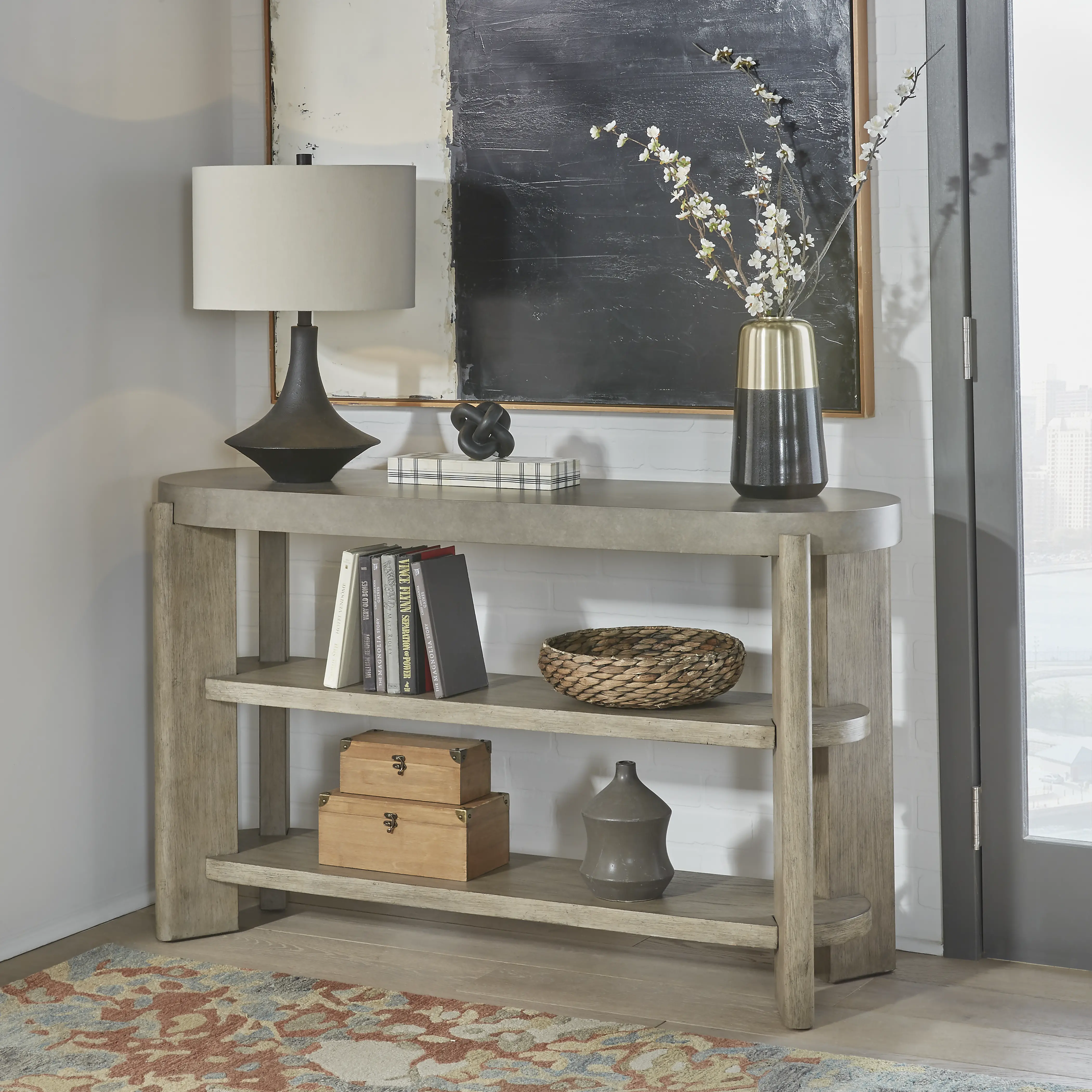 674-OT1030 Affinity Faux Concrete Sofa Table-2