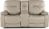 Axel Beige Power Reclining Loveseat with Console