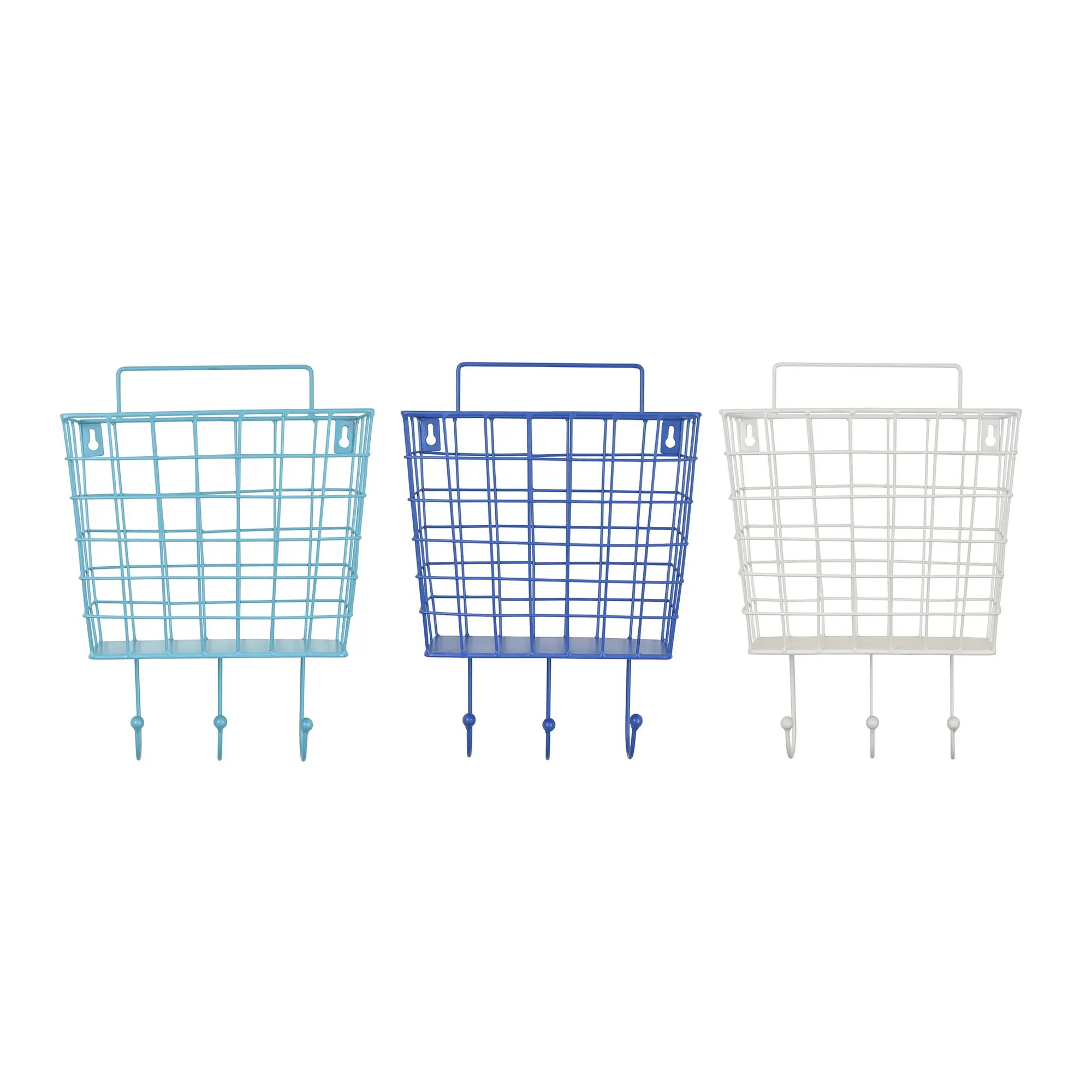 Assorted Metal Wall Storage in Blue and White-1