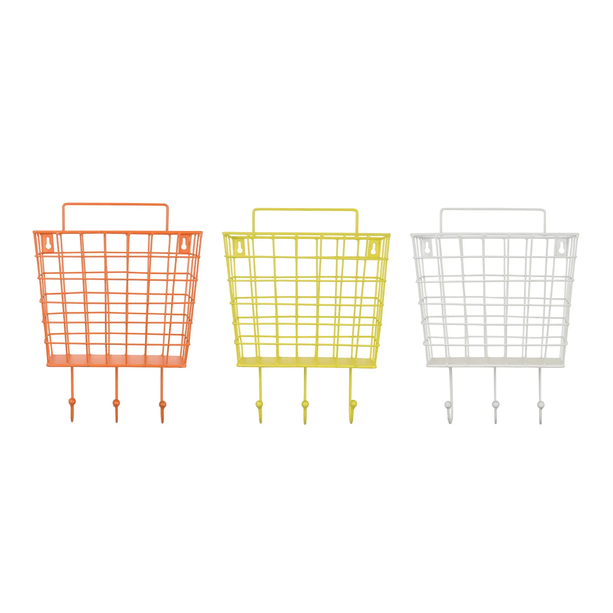Assorted Metal Wall Storage in Orange, Yellow and White-1