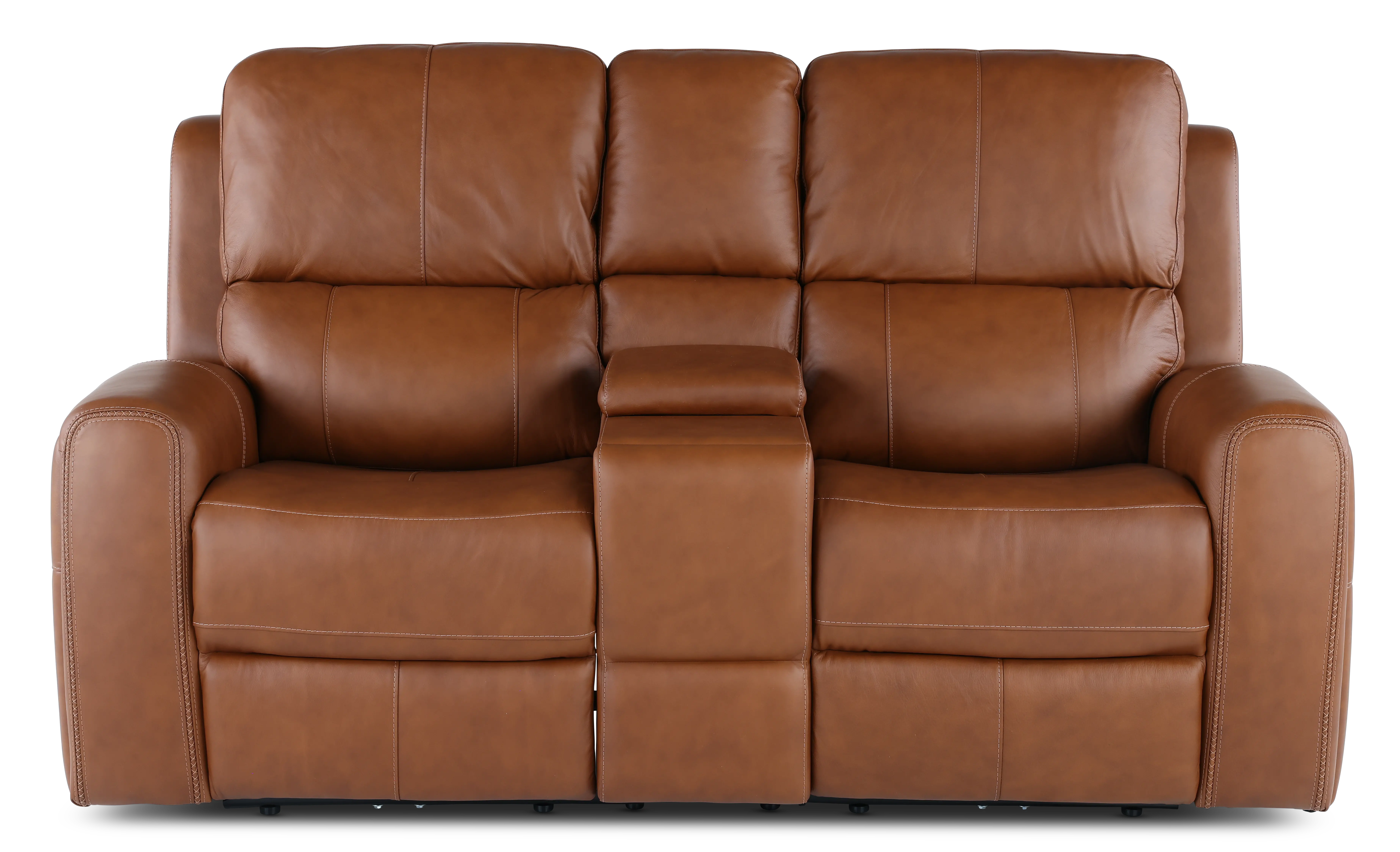 Linden Caramel Power Reclining Loveseat with Console-1