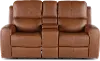 Linden Caramel Power Reclining Loveseat with Console