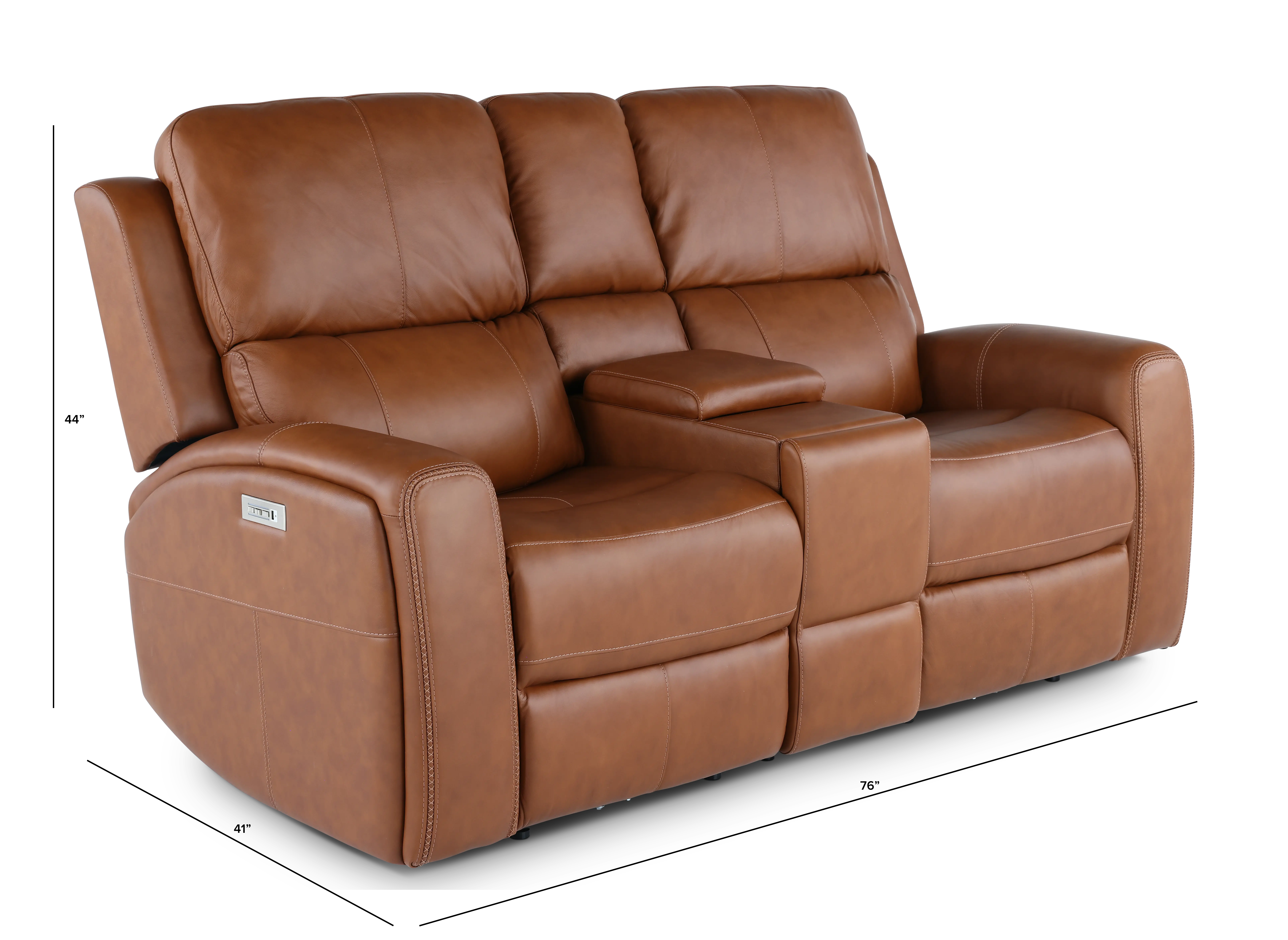 Linden Caramel Power Reclining Loveseat with Console-3