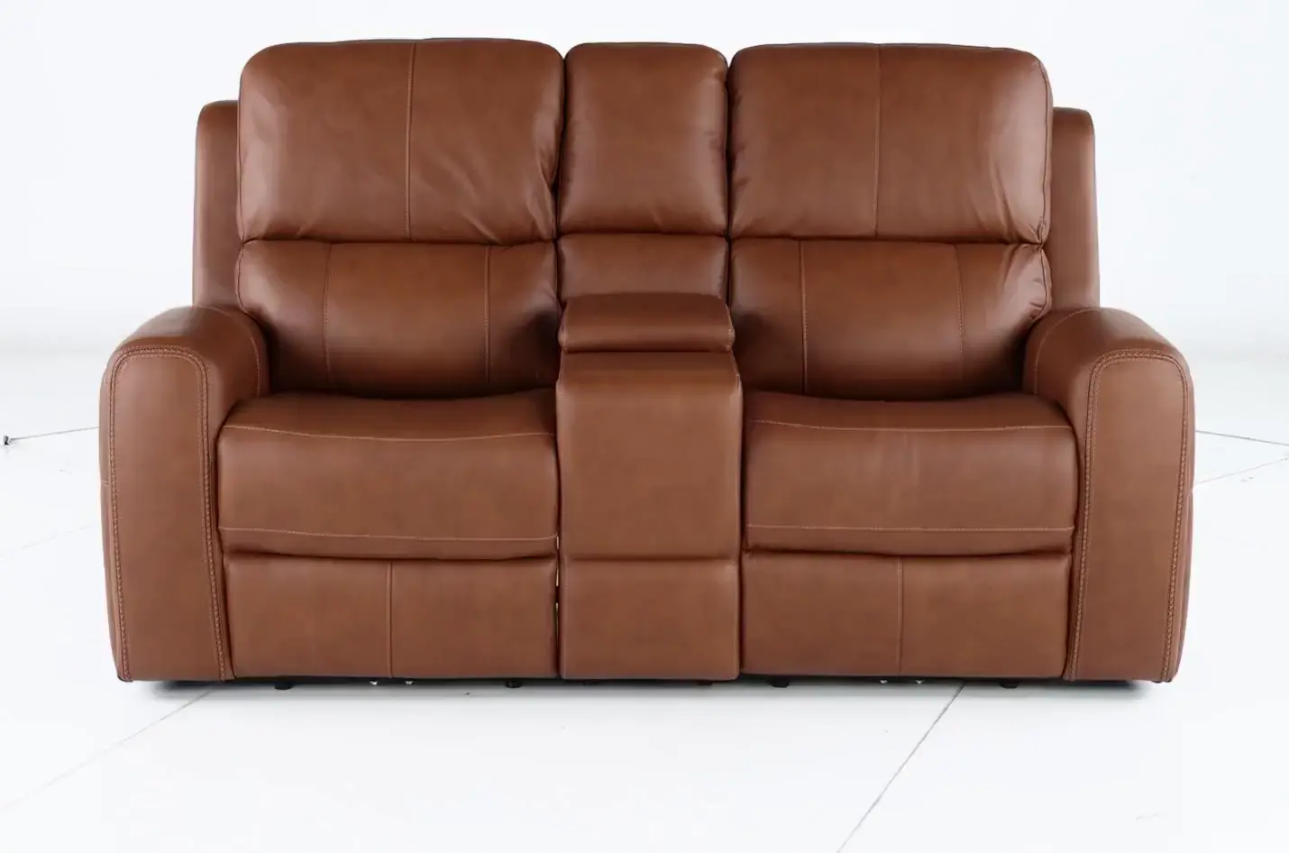 Linden Caramel Power Reclining Loveseat with Console-5