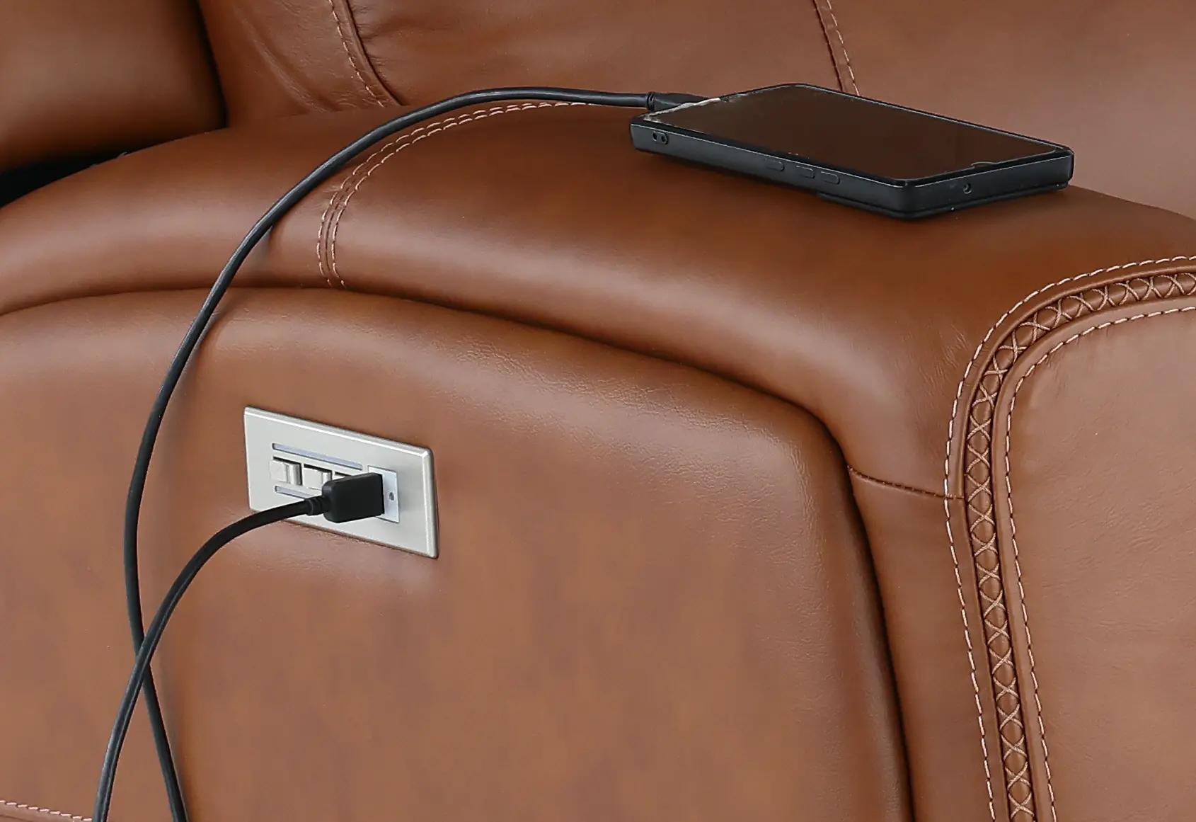 Linden Caramel Power Reclining Loveseat with Console-8