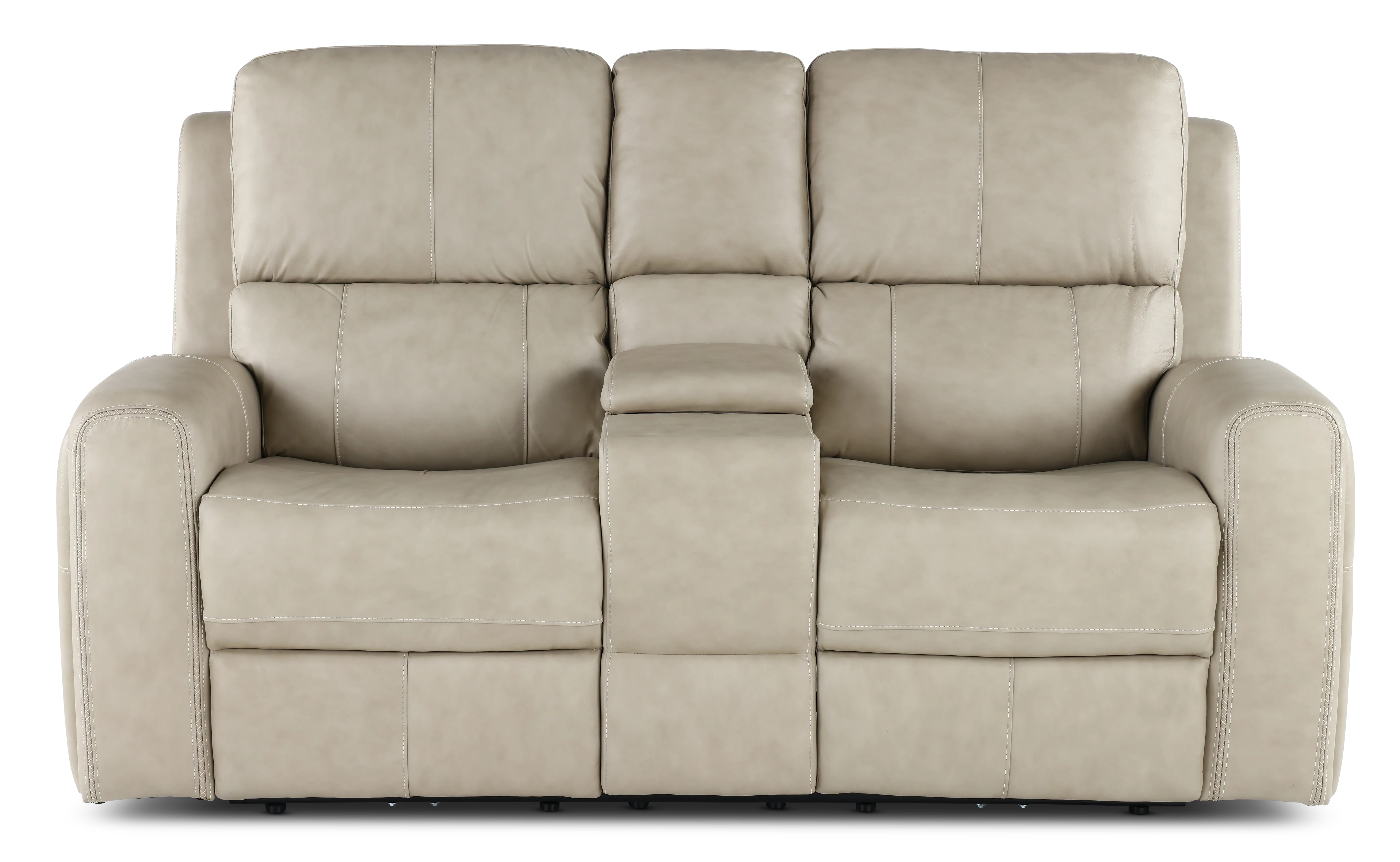 Linden Beige Power Reclining Loveseat with Console-1