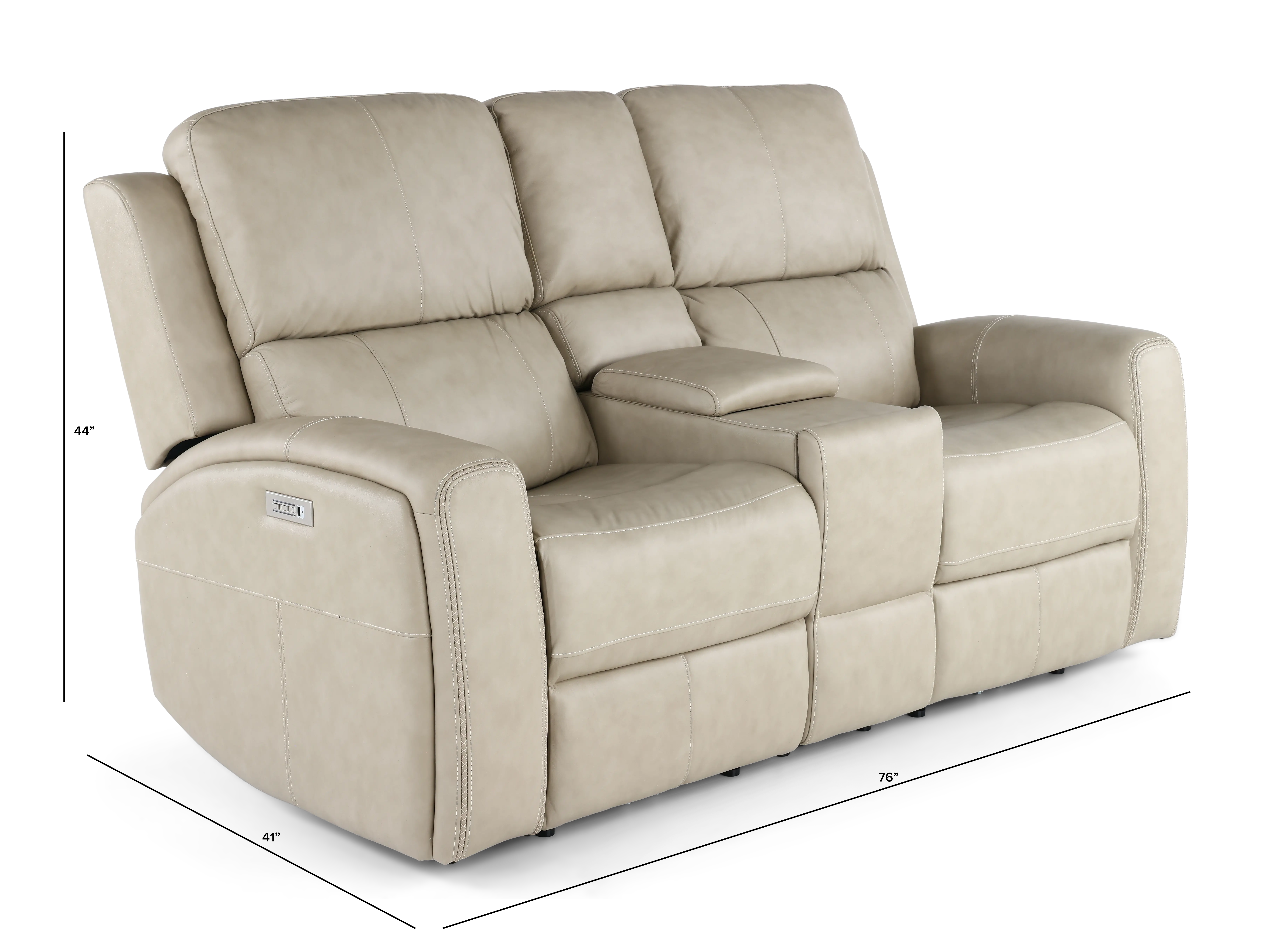 Linden Beige Power Reclining Loveseat with Console-3