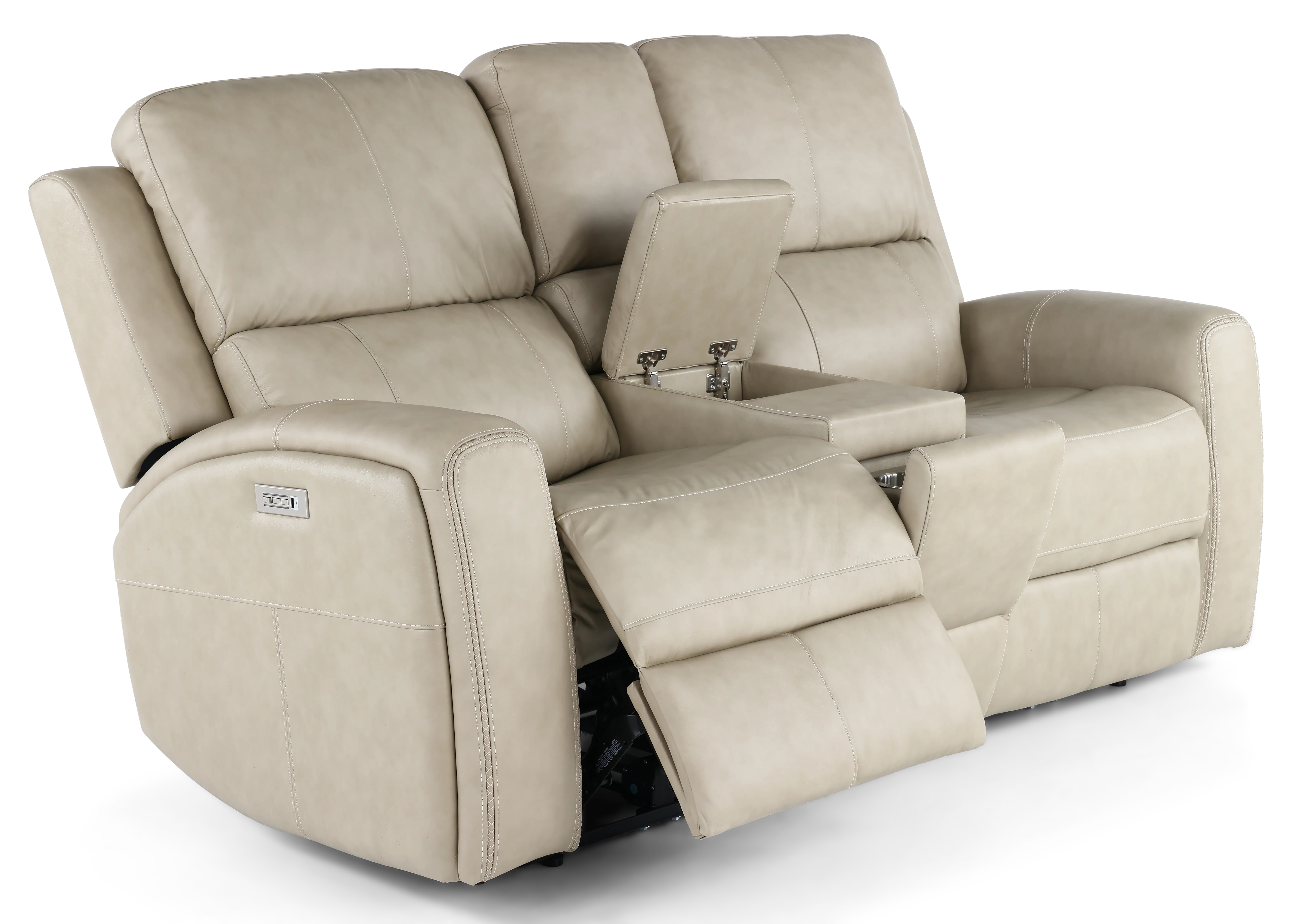 Linden Beige Power Reclining Loveseat with Console-5