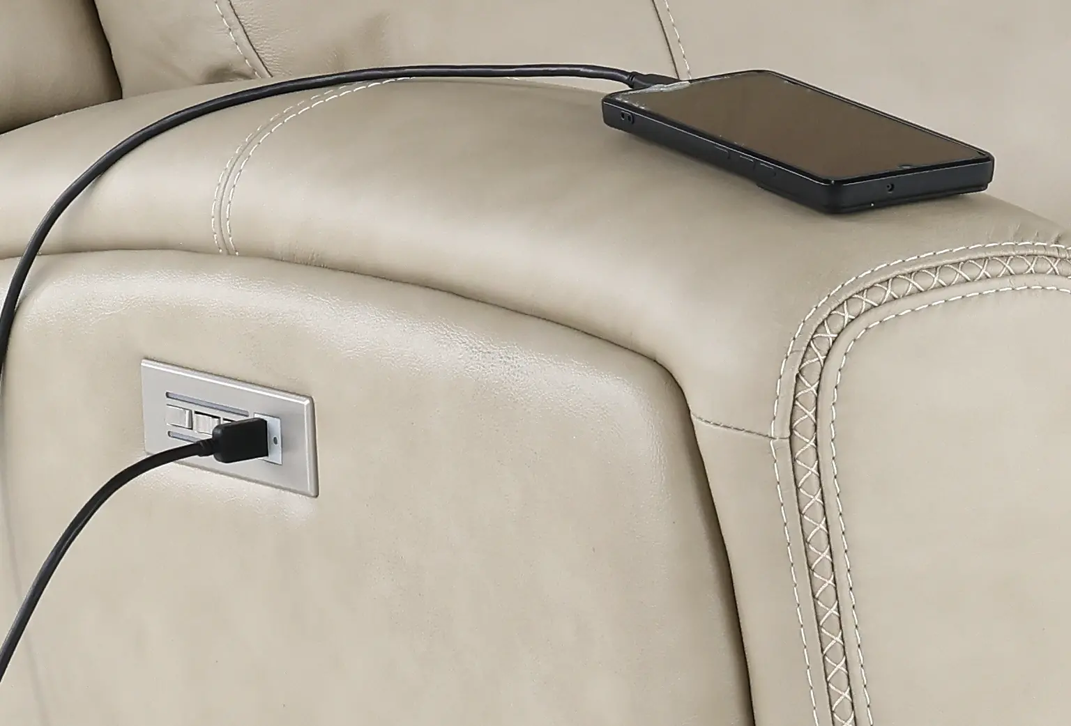 Linden Beige Power Reclining Loveseat with Console-7