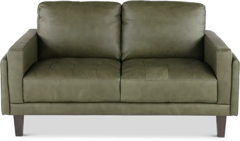 Guernsey Evergreen Leather Loveseat