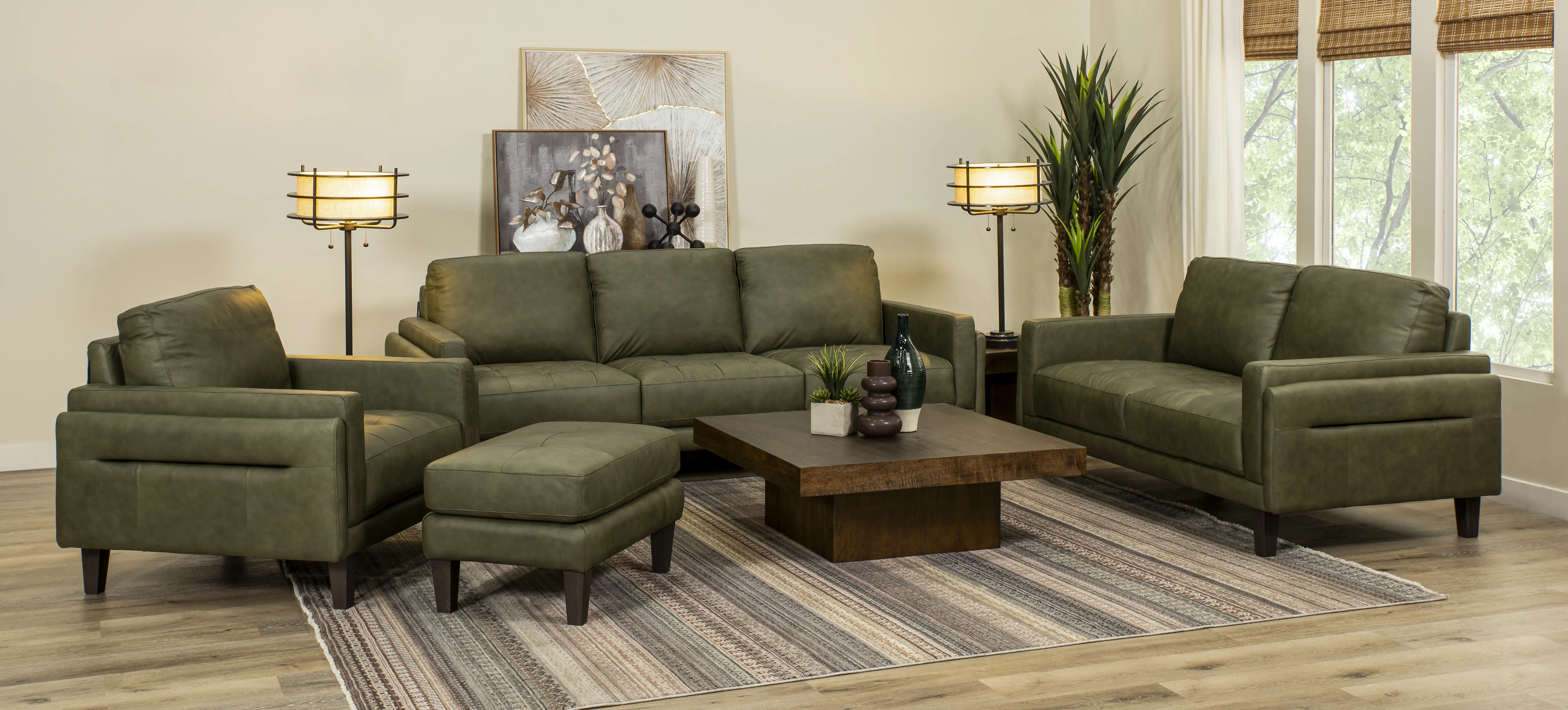 Guernsey Evergreen Leather Chair-2