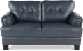 Manhattan Blue Leather Loveseat