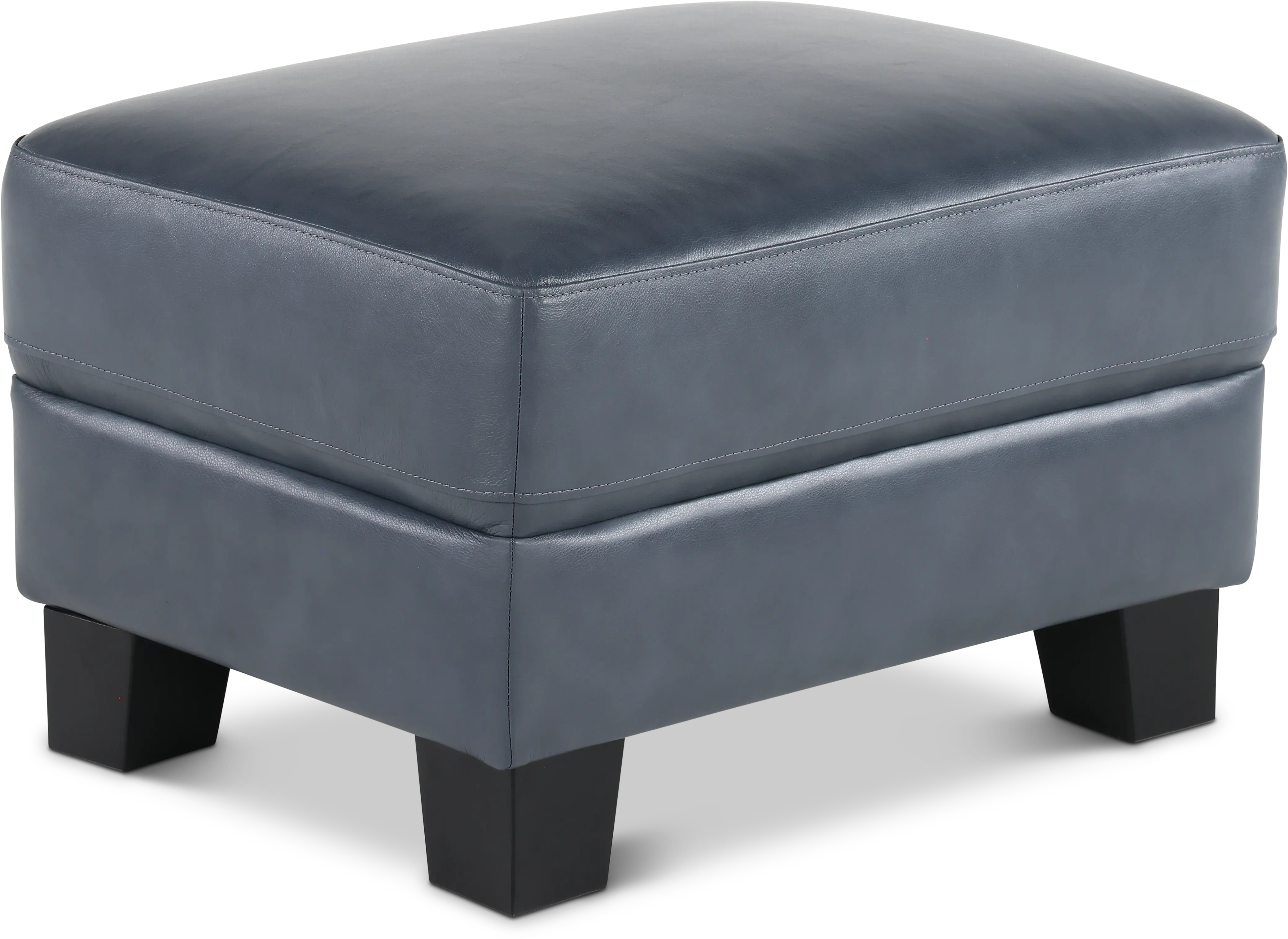 Manhattan Blue Leather Ottoman-1