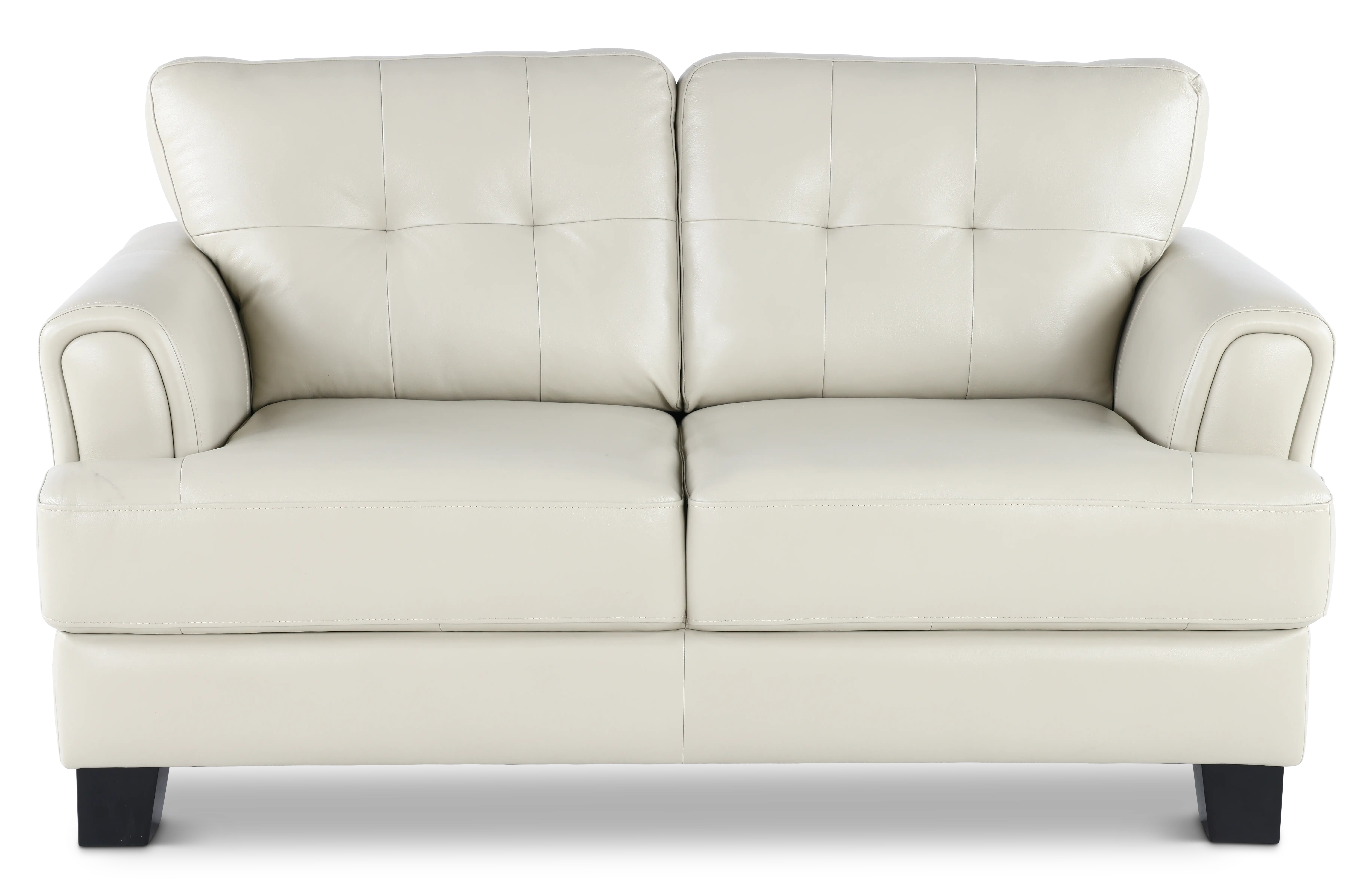 Manhattan Off White Leather Loveseat-1