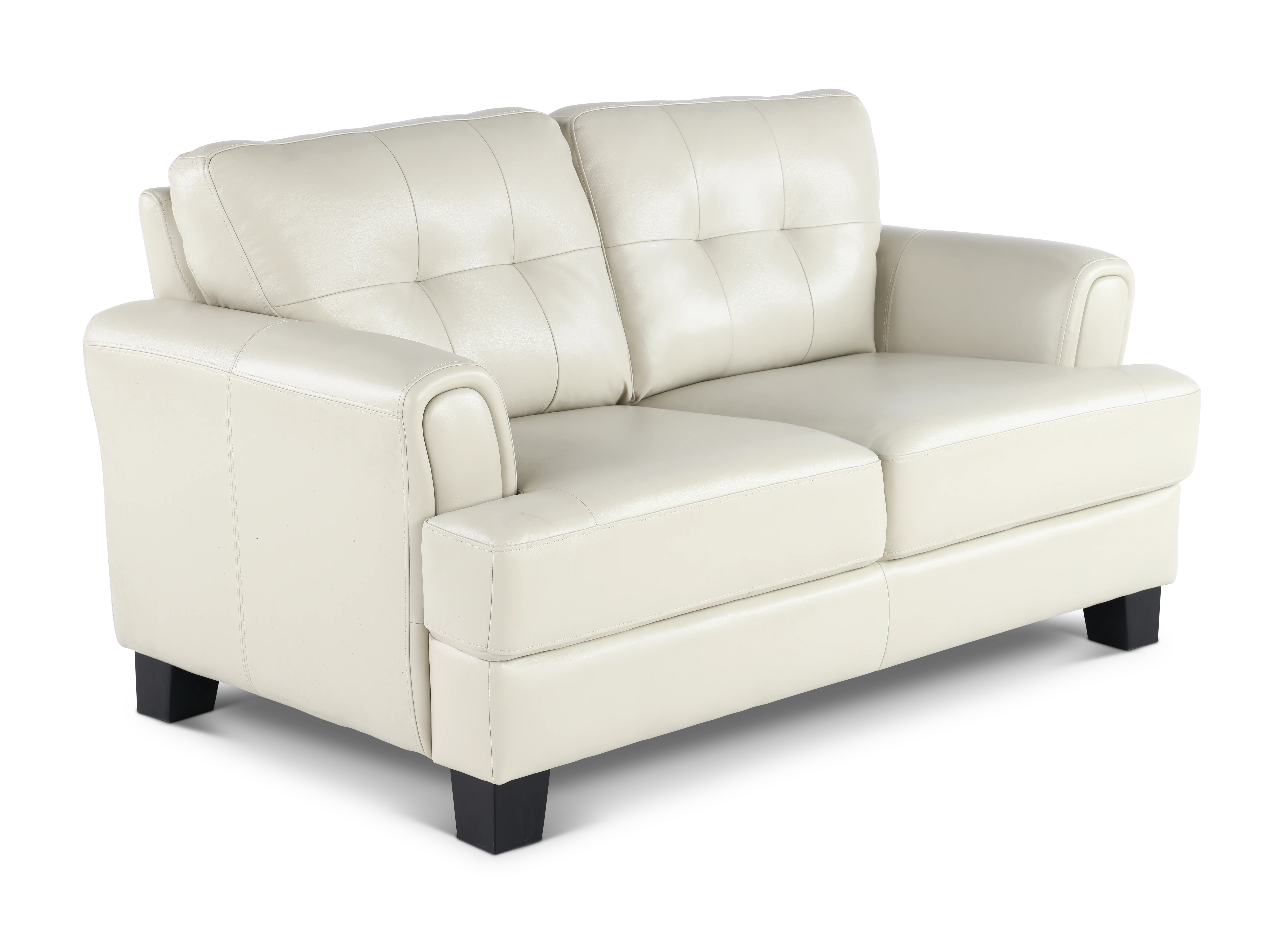 Manhattan Off White Leather Loveseat-4