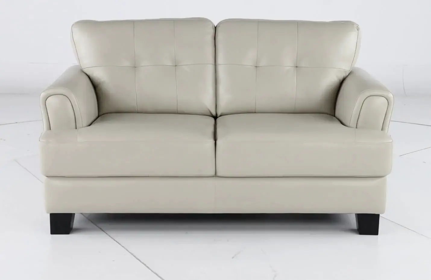 Manhattan Off White Leather Loveseat-7