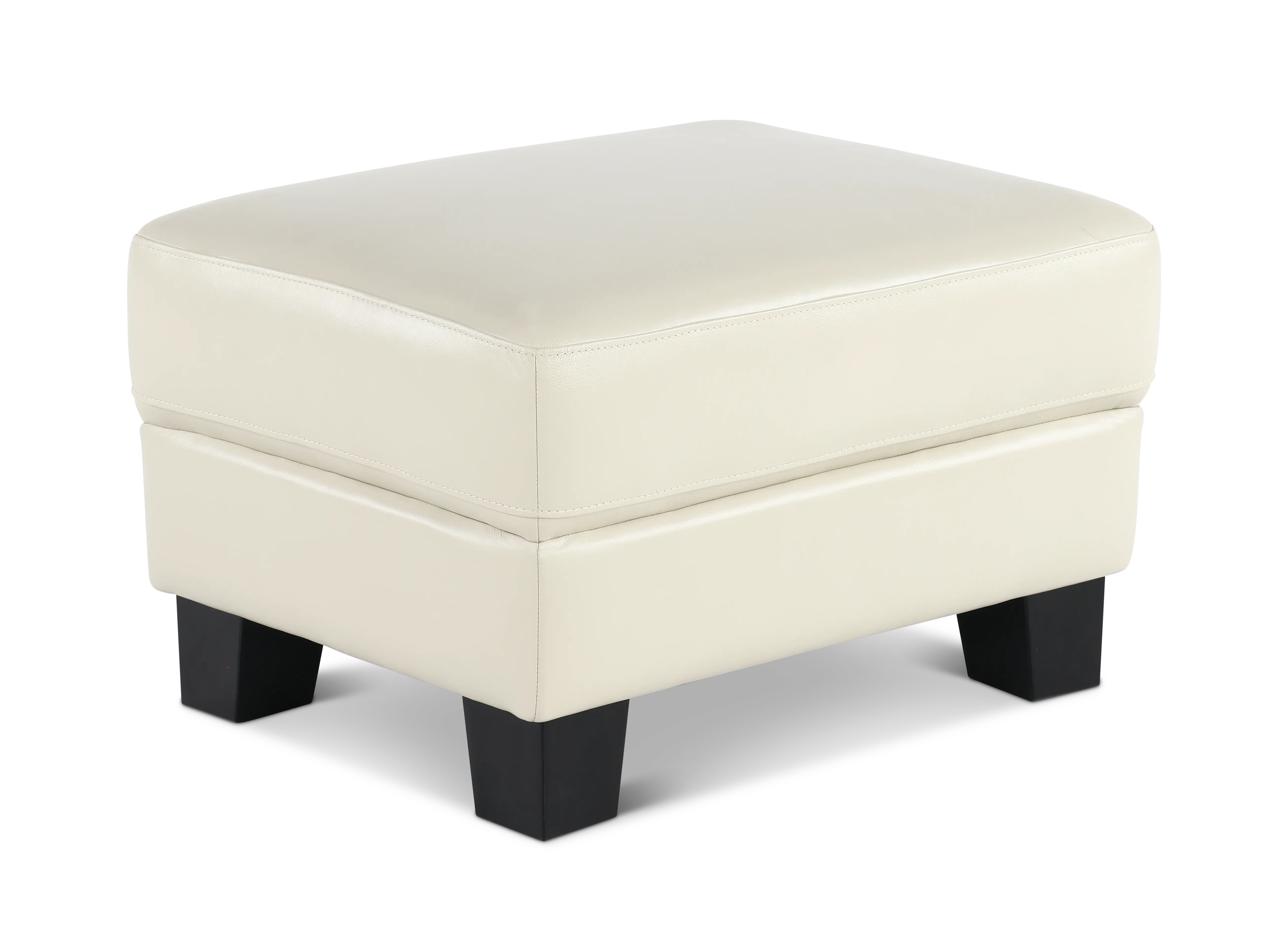 Manhattan Off-White Leather Ottoman-1