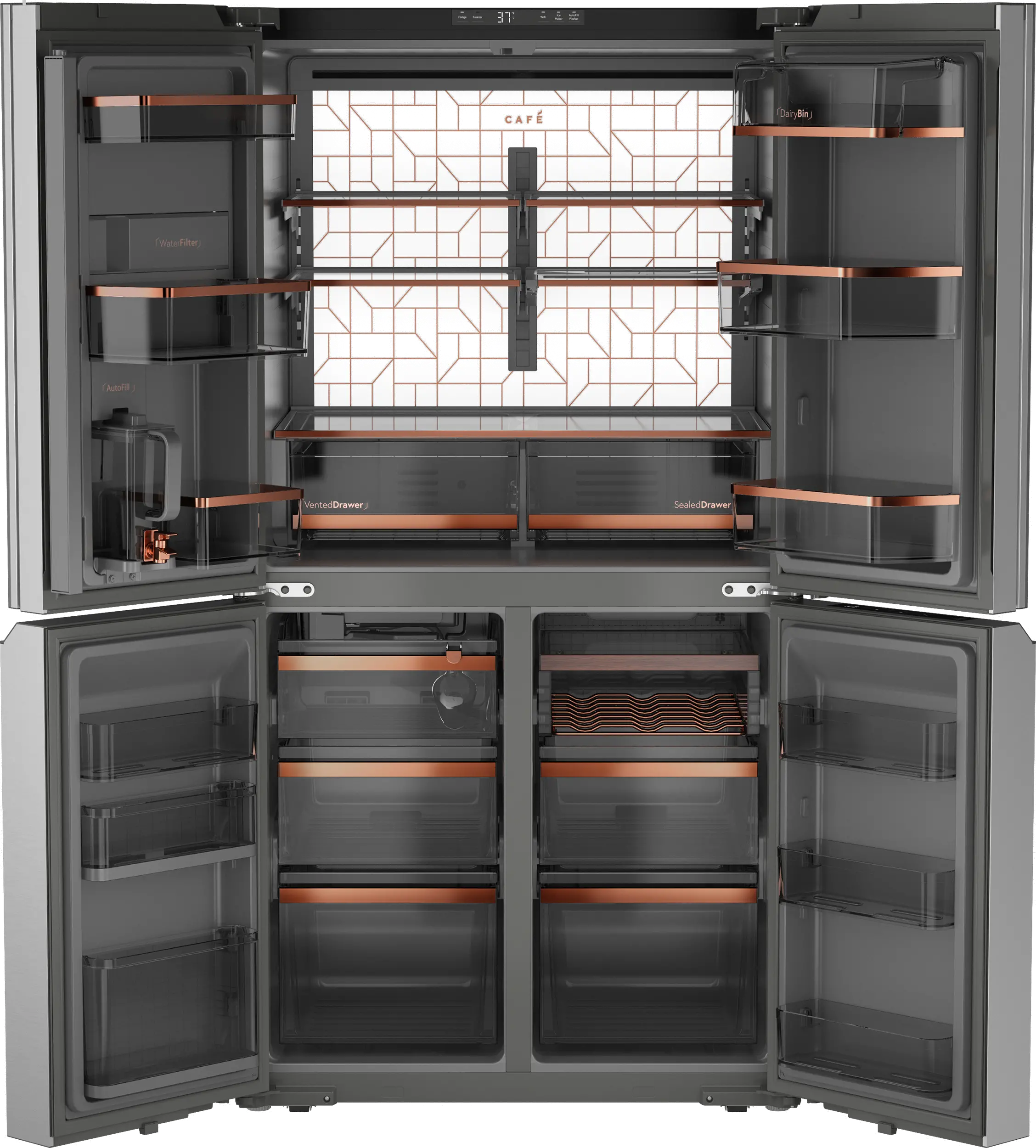 CAE28DM5TS5 GE Cafe 28.3 Cu Ft 4-Door Refrigerator - Platinum Glass-4
