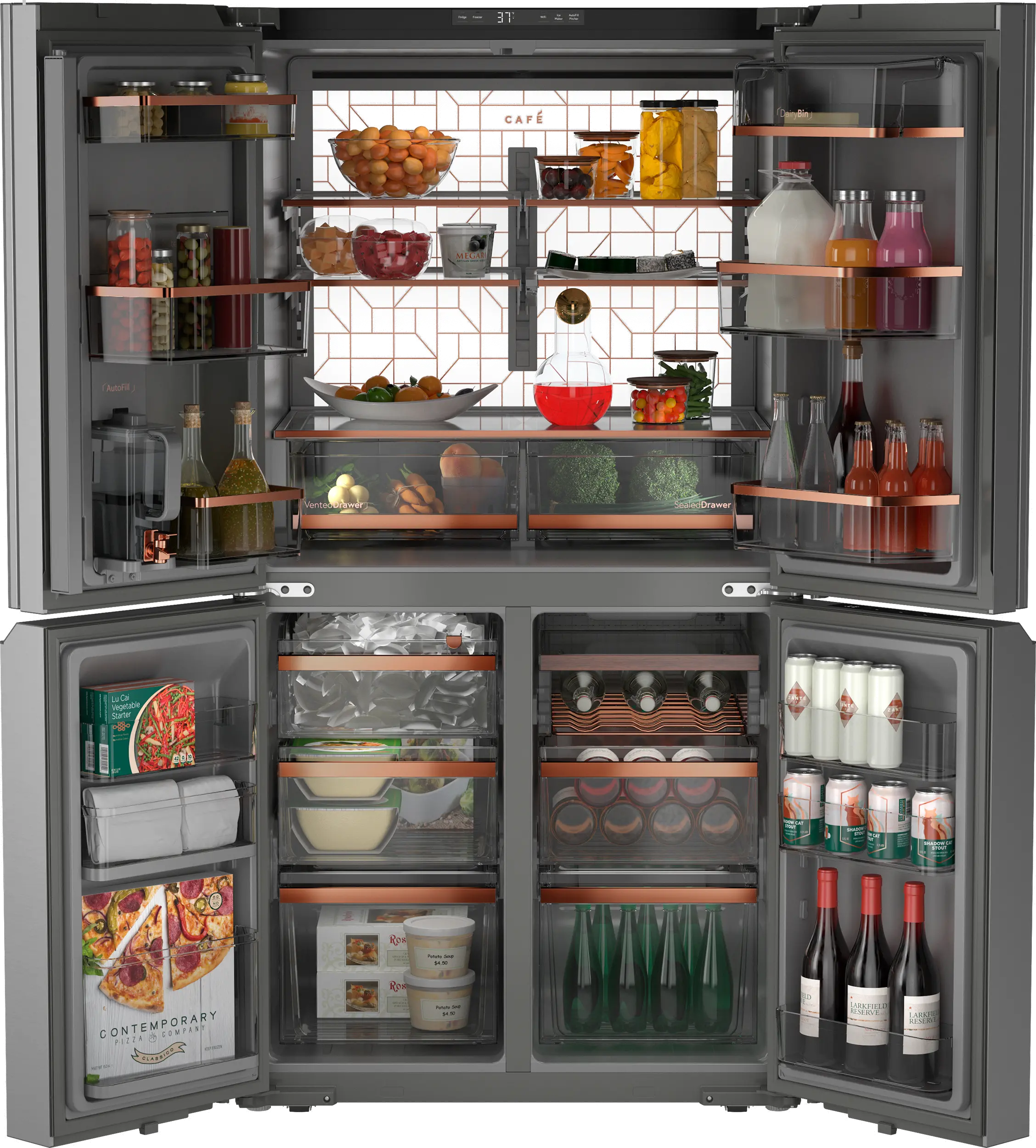 CAE28DM5TS5 GE Cafe 28.3 Cu Ft 4-Door Refrigerator - Platinum Glass-5