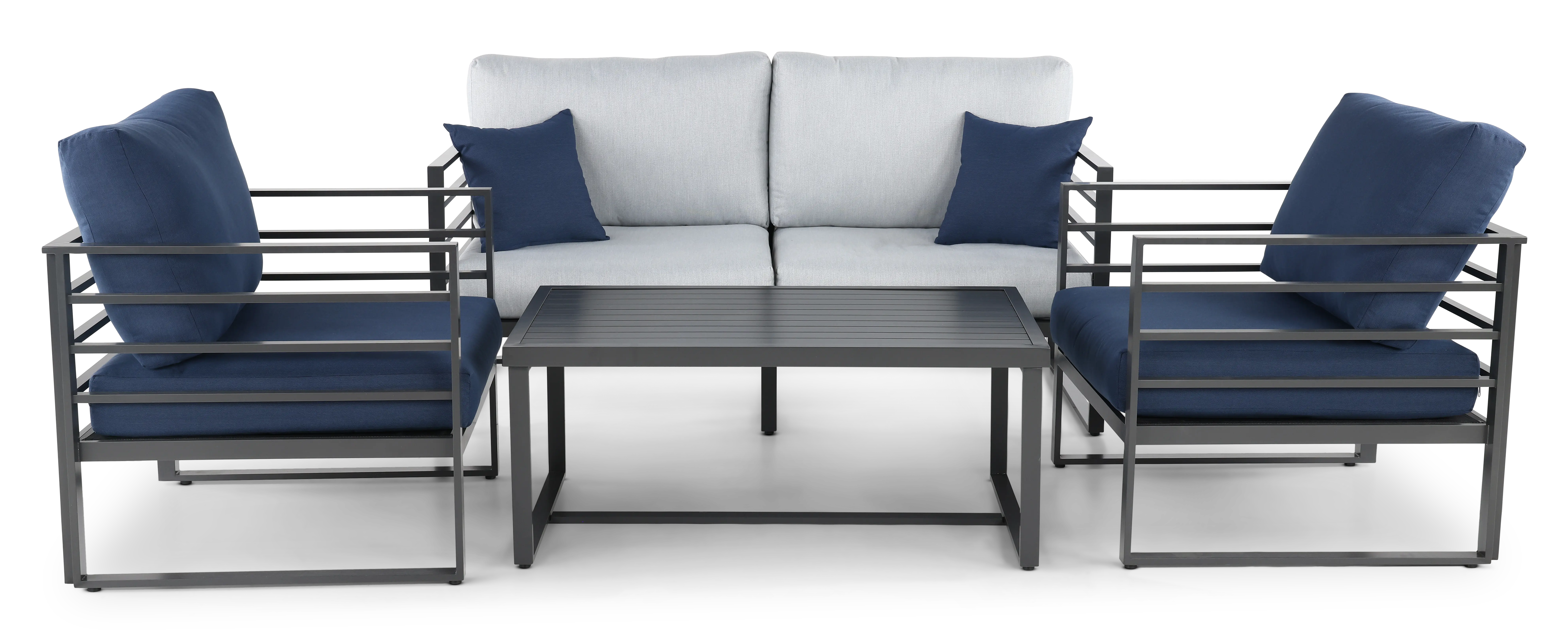 Holt Gray and Blue 4 Piece Patio Set-1