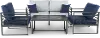 Holt Gray and Blue 4 Piece Patio Set