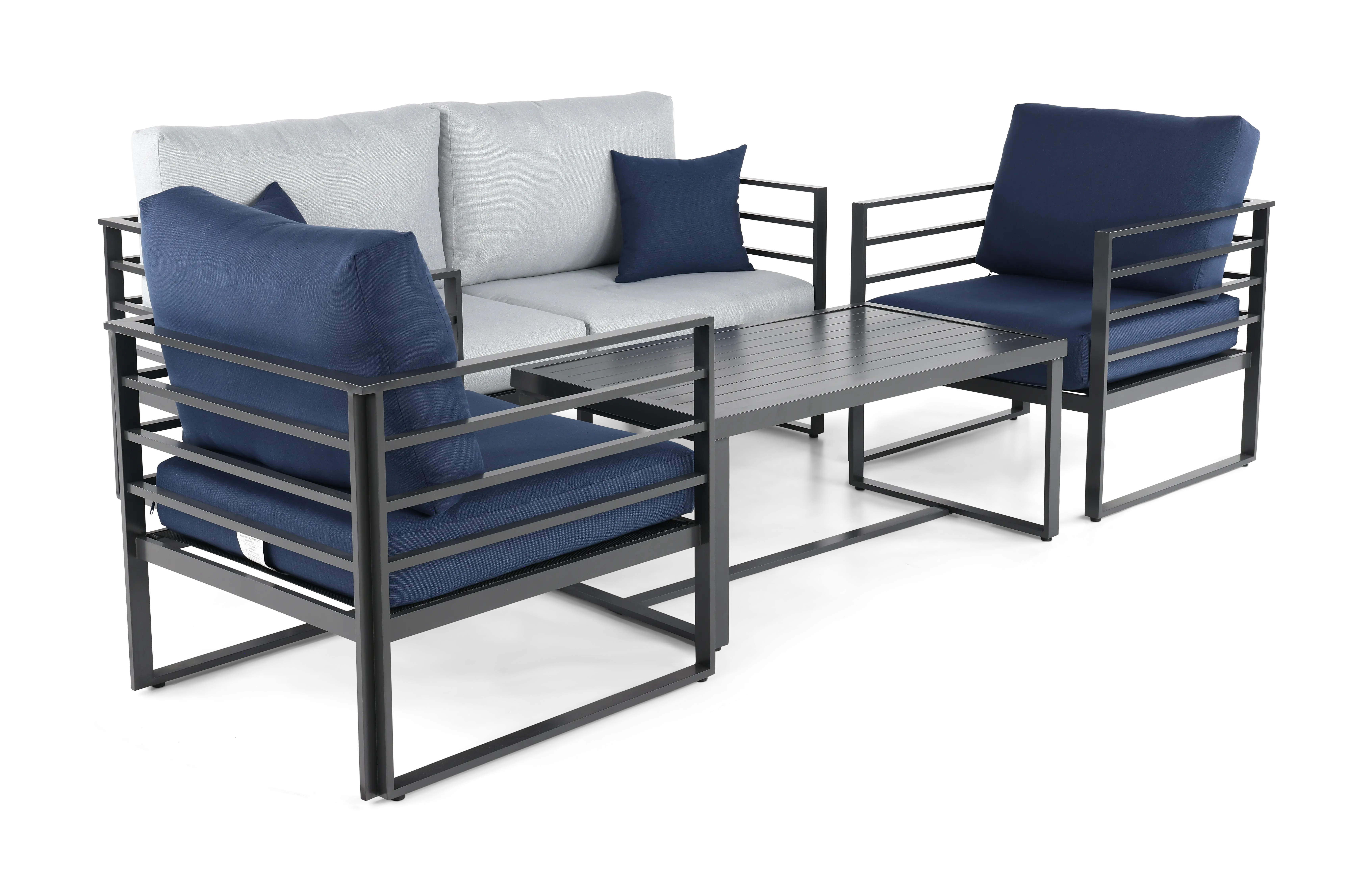 Holt Gray and Blue 4 Piece Patio Set-2
