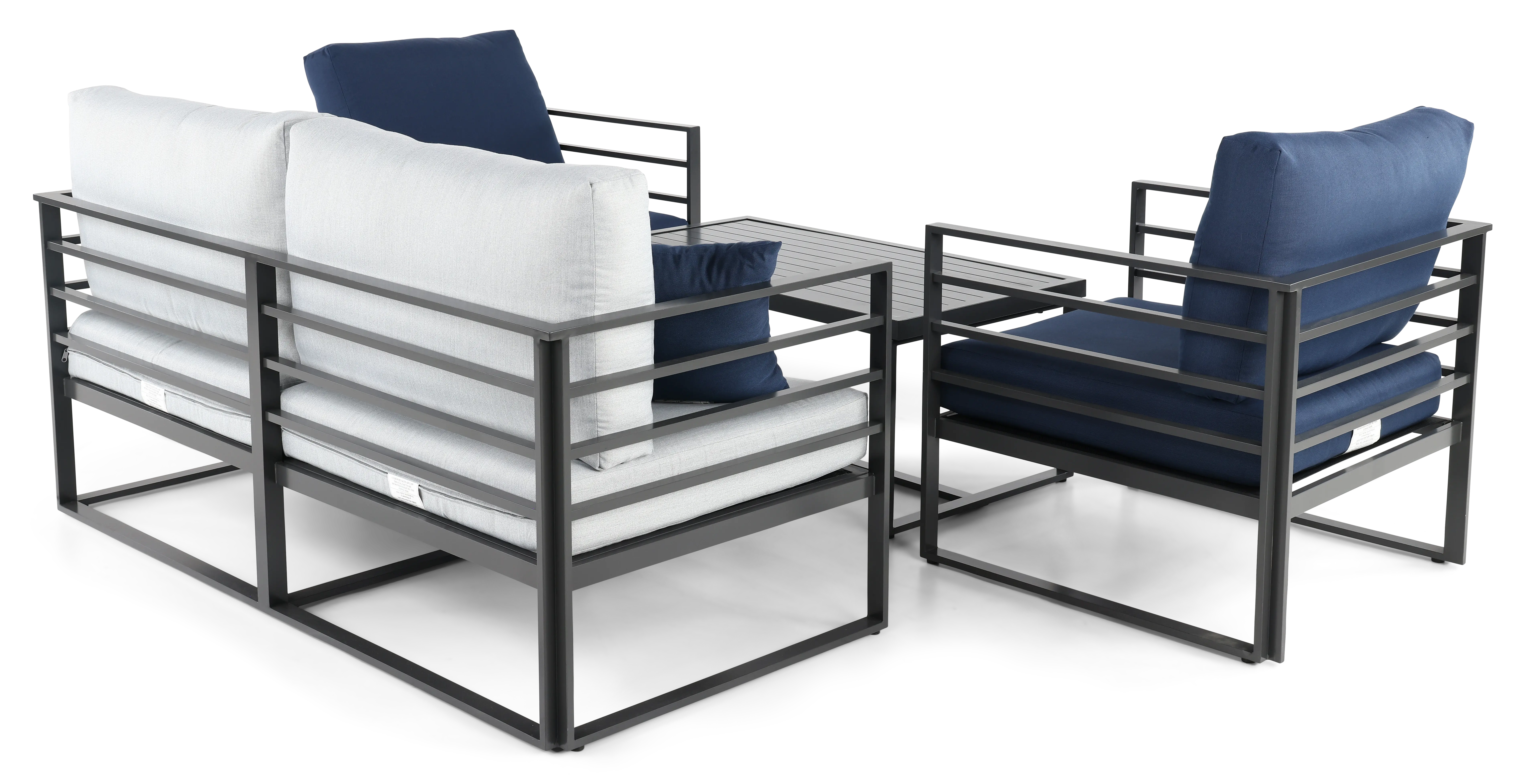 Holt Gray and Blue 4 Piece Patio Set-3