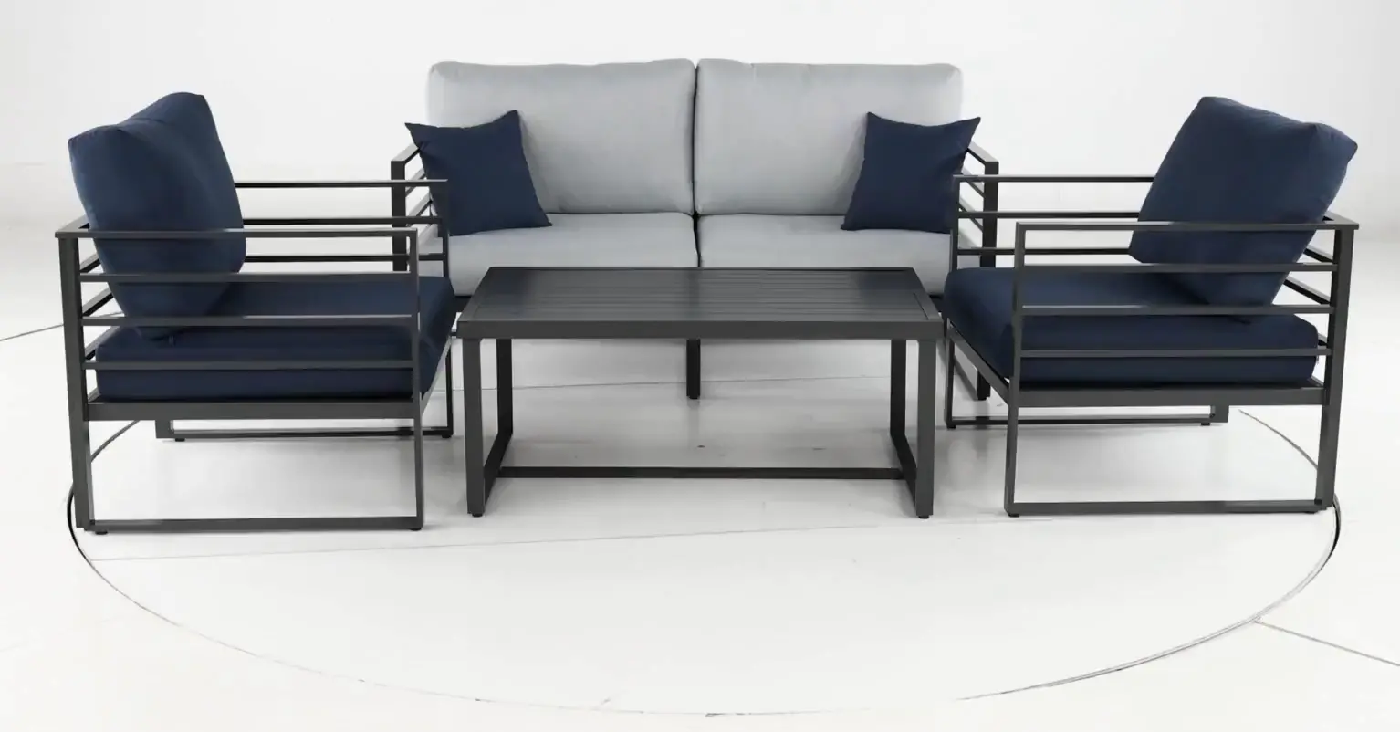 Holt Gray and Blue 4 Piece Patio Set-5