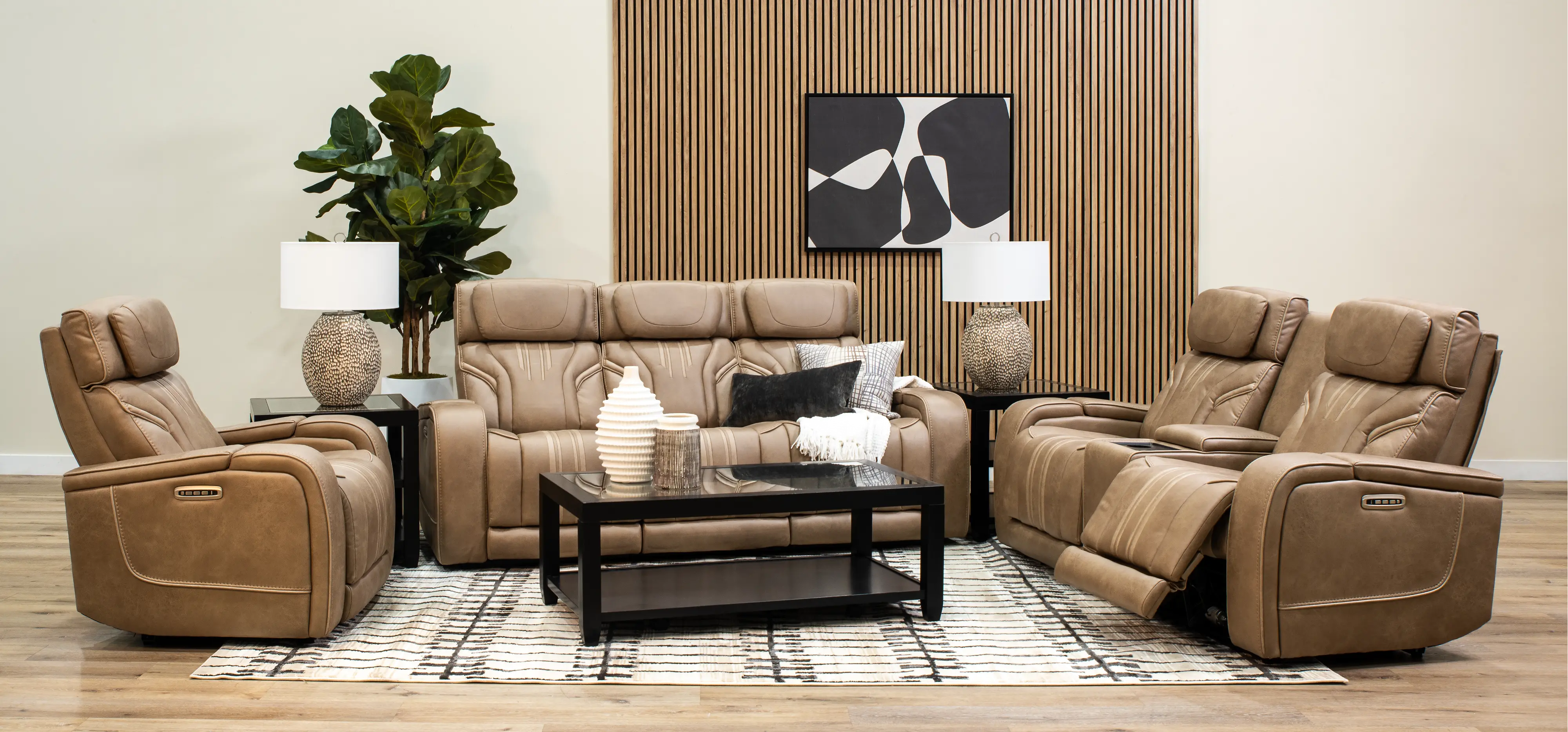 Tacama Sand Power Reclining Loveseat with Audio-2