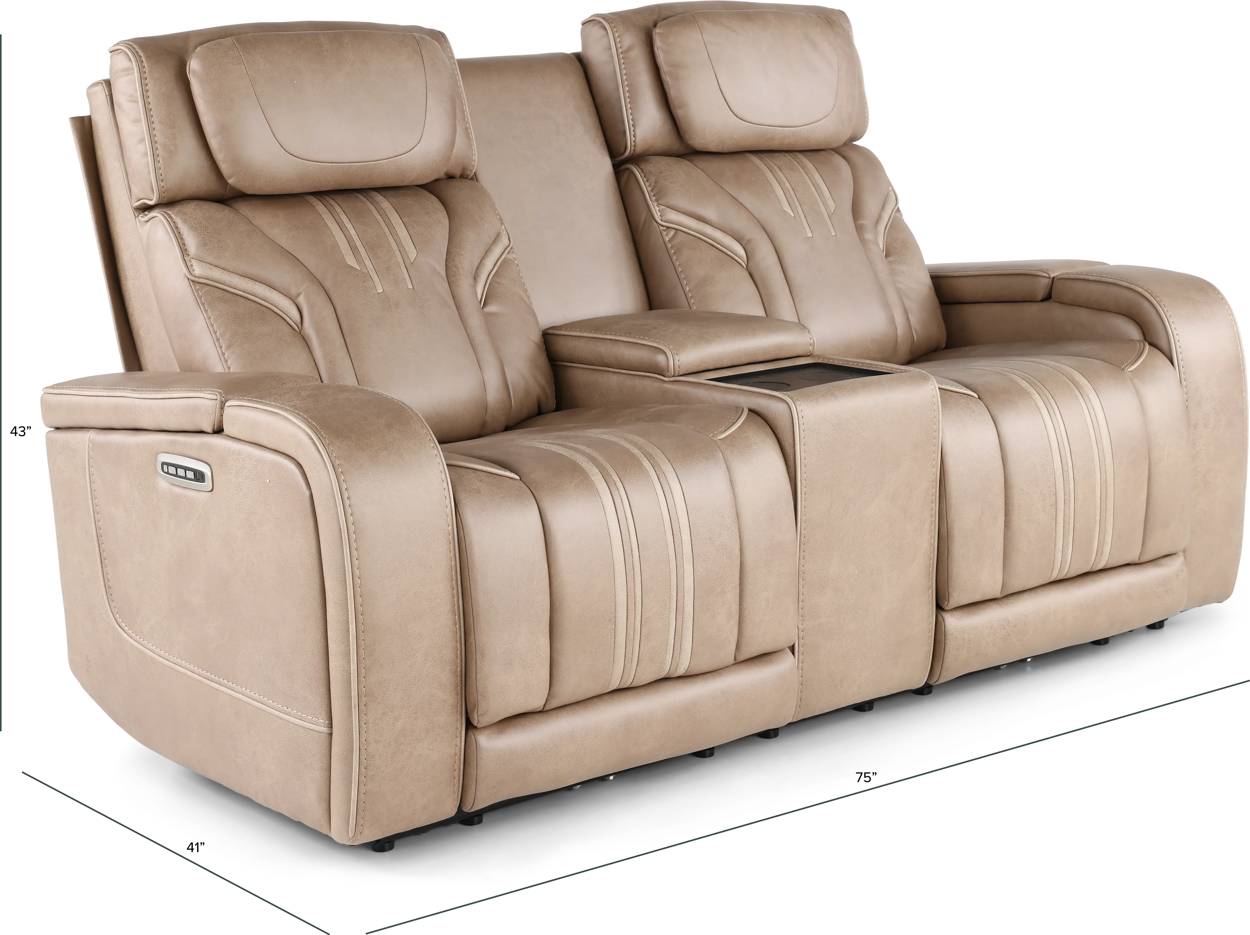 Tacama Sand Power Reclining Loveseat with Audio-3
