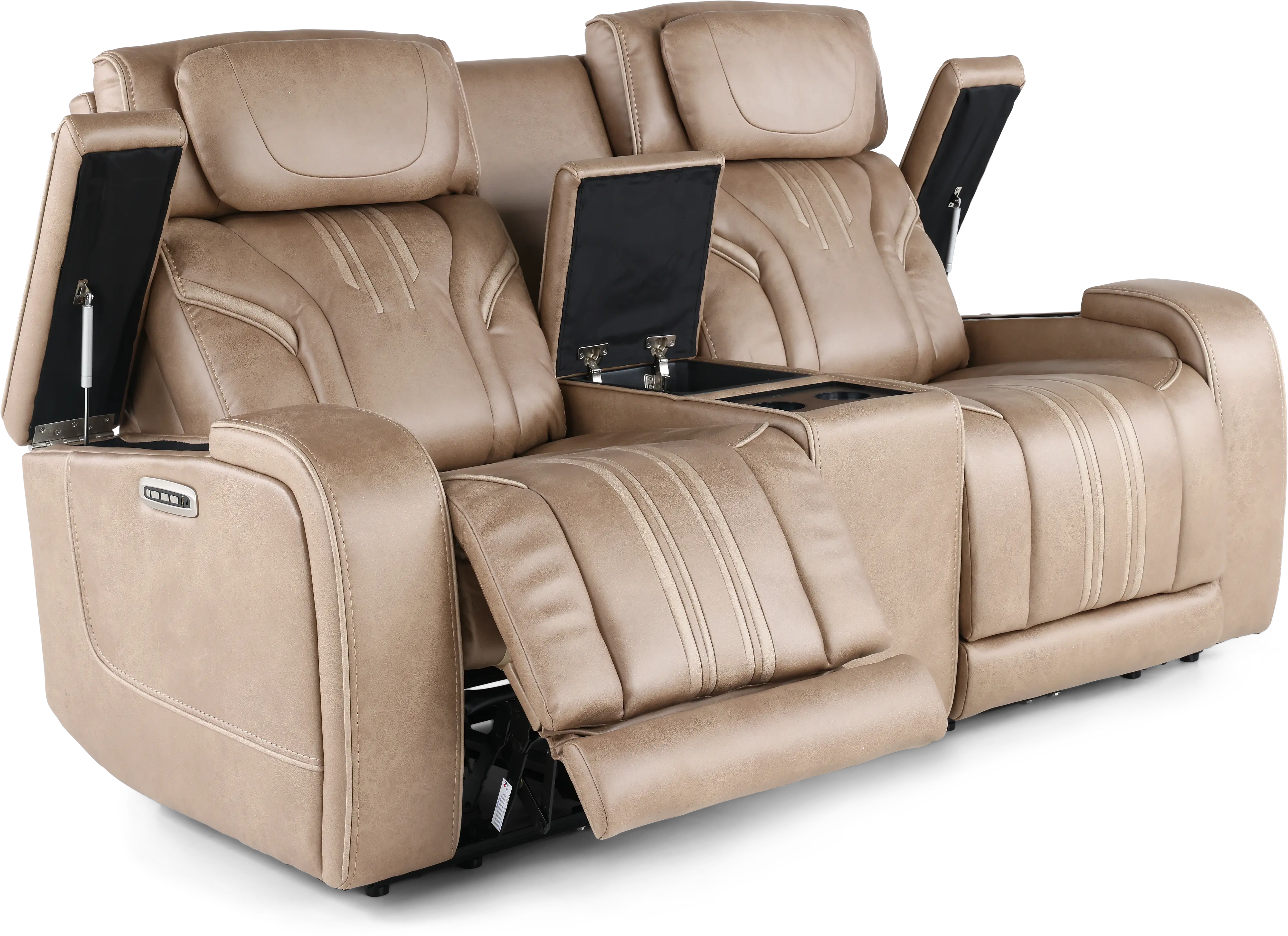 Tacama Sand Power Reclining Loveseat with Audio-6