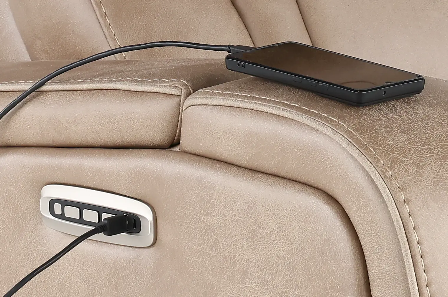 Tacama Sand Power Reclining Loveseat with Audio-8