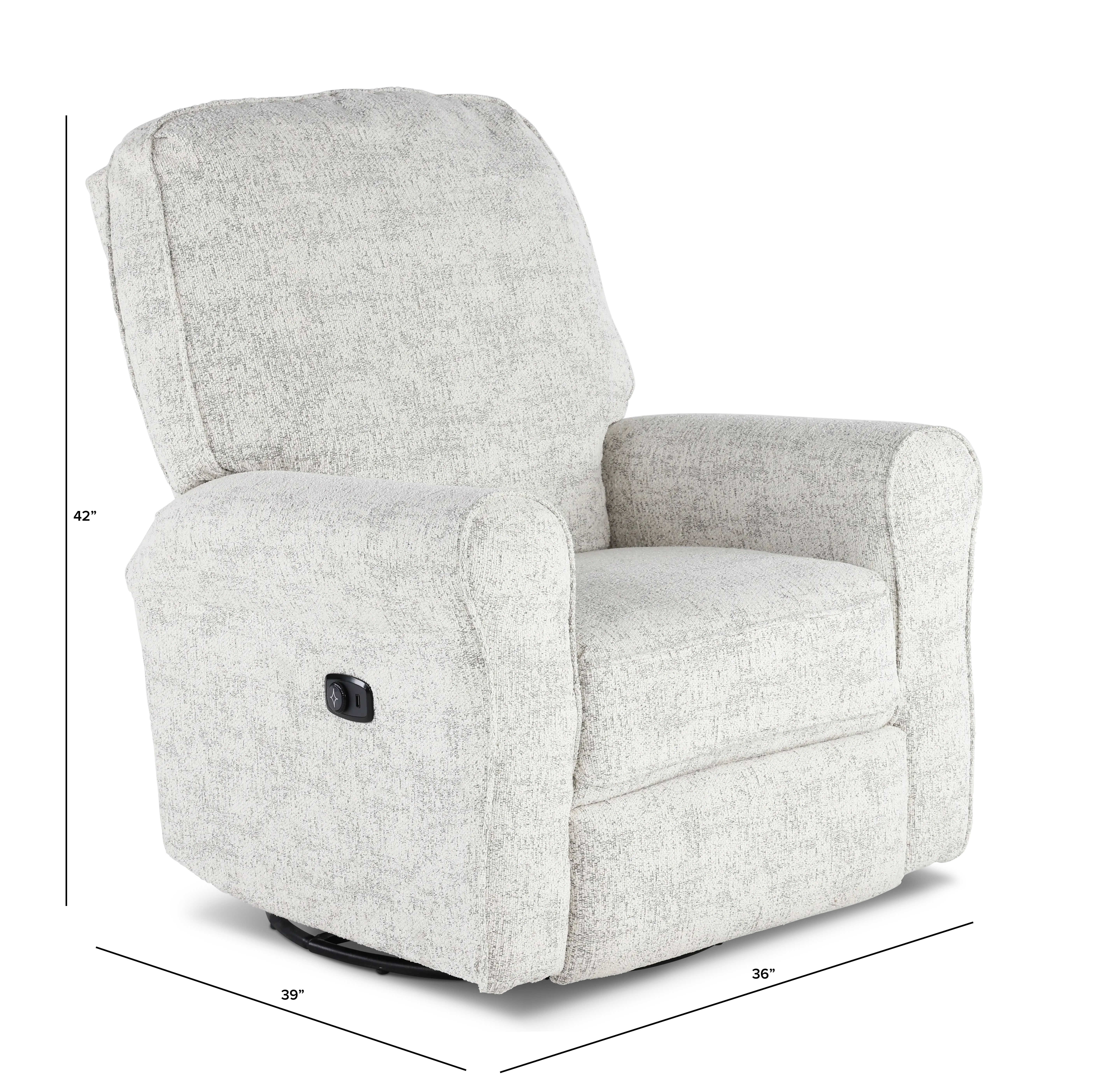 Josey White Pepper Swivel Glider Power Recliner-3